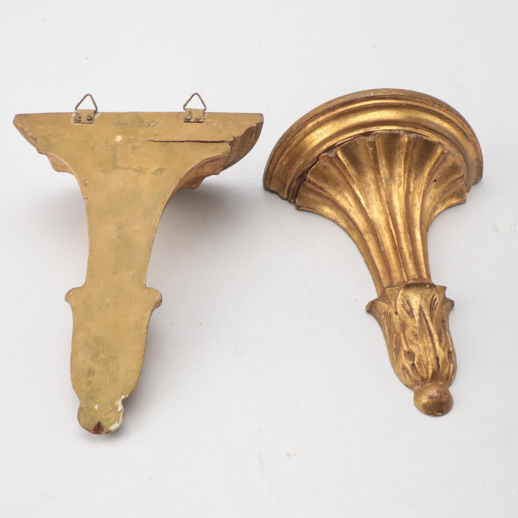 Neoclassical Wall Shelves  with Candlescones, Figurines and Other Decor