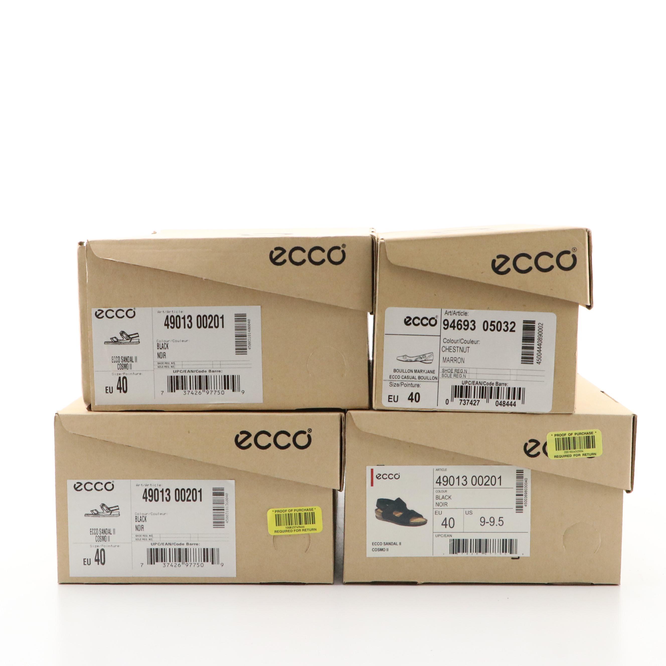 ECCO® Nubuck Cosmo II Sandals and Laser Cut Suede Flats with Boxes