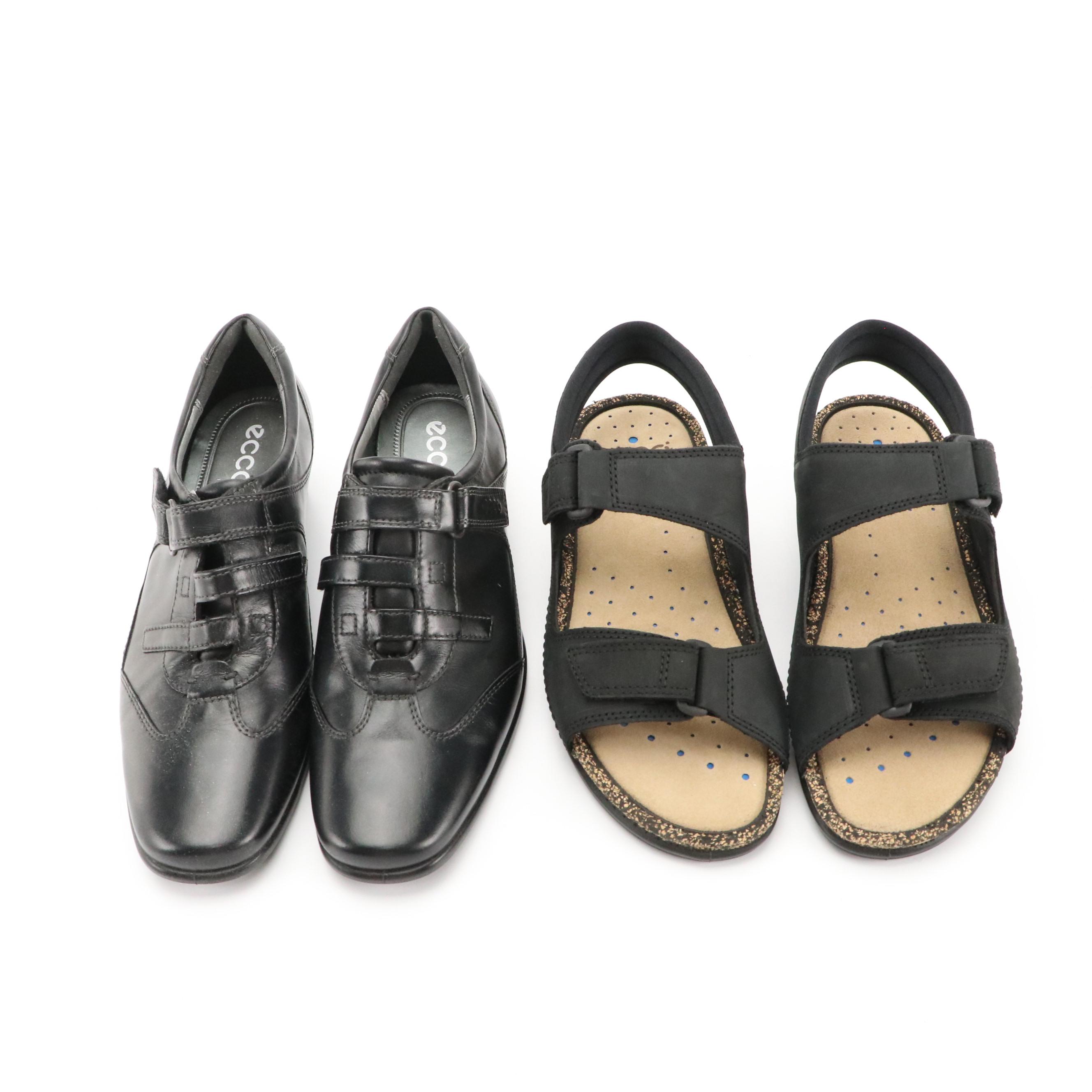 ECCO® Nubuck Cosmo II Sandals and 3-Strap Wedge Shoes with Boxes