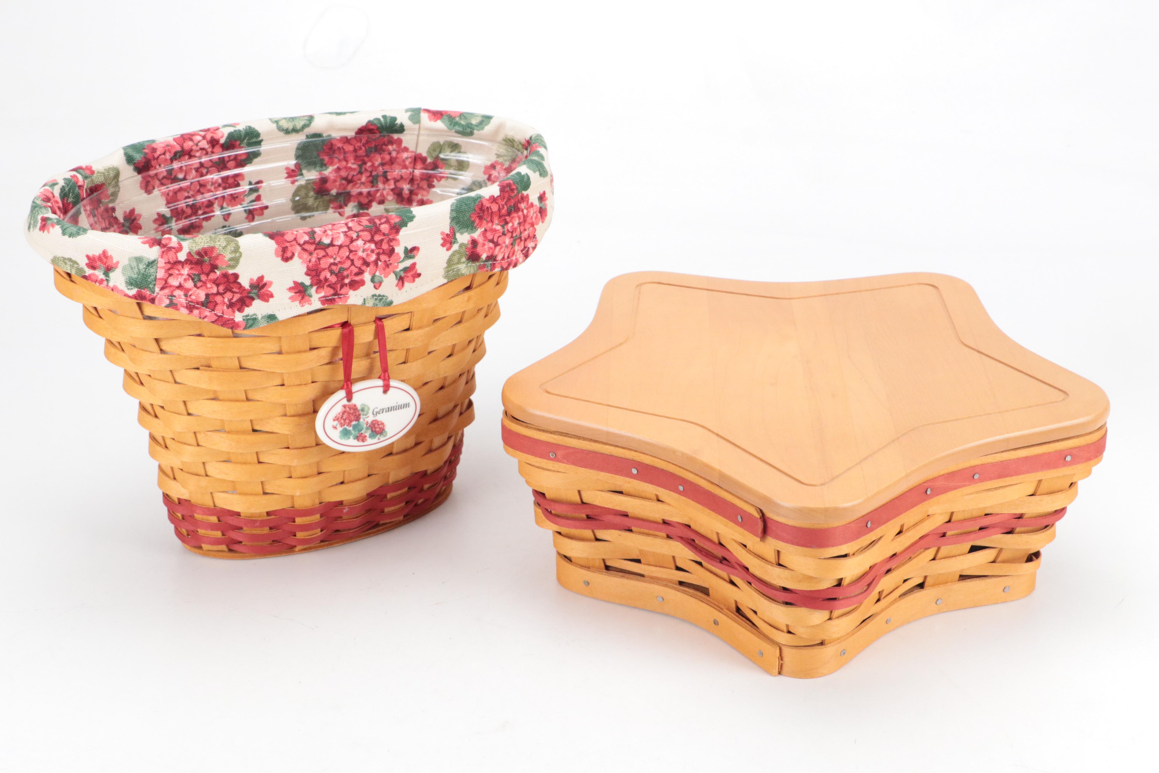 Longaberger Basket Collection Including a 2001 Christmas Shining Star Basket