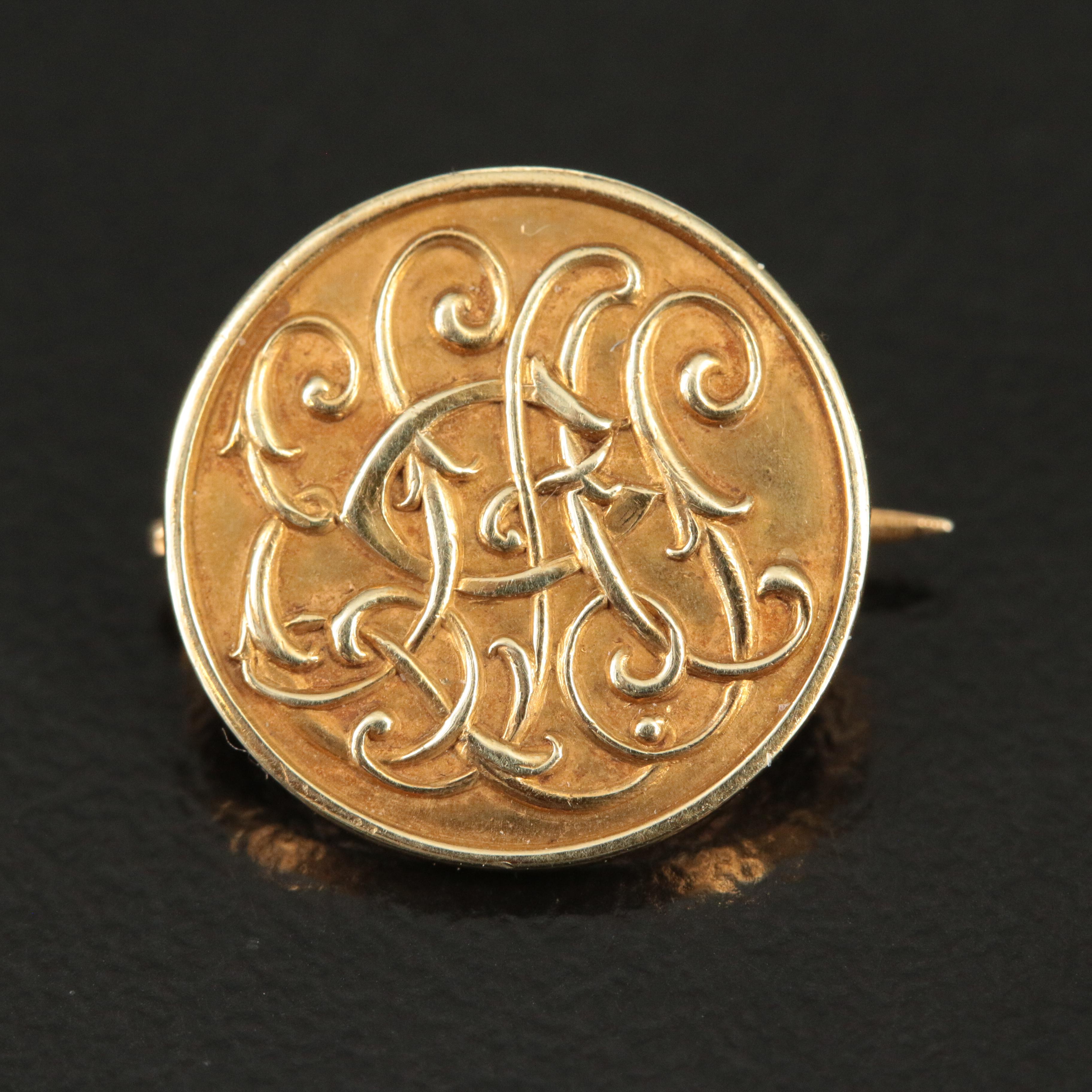 Tiffany & Co. 14K Vintage Initial Pin