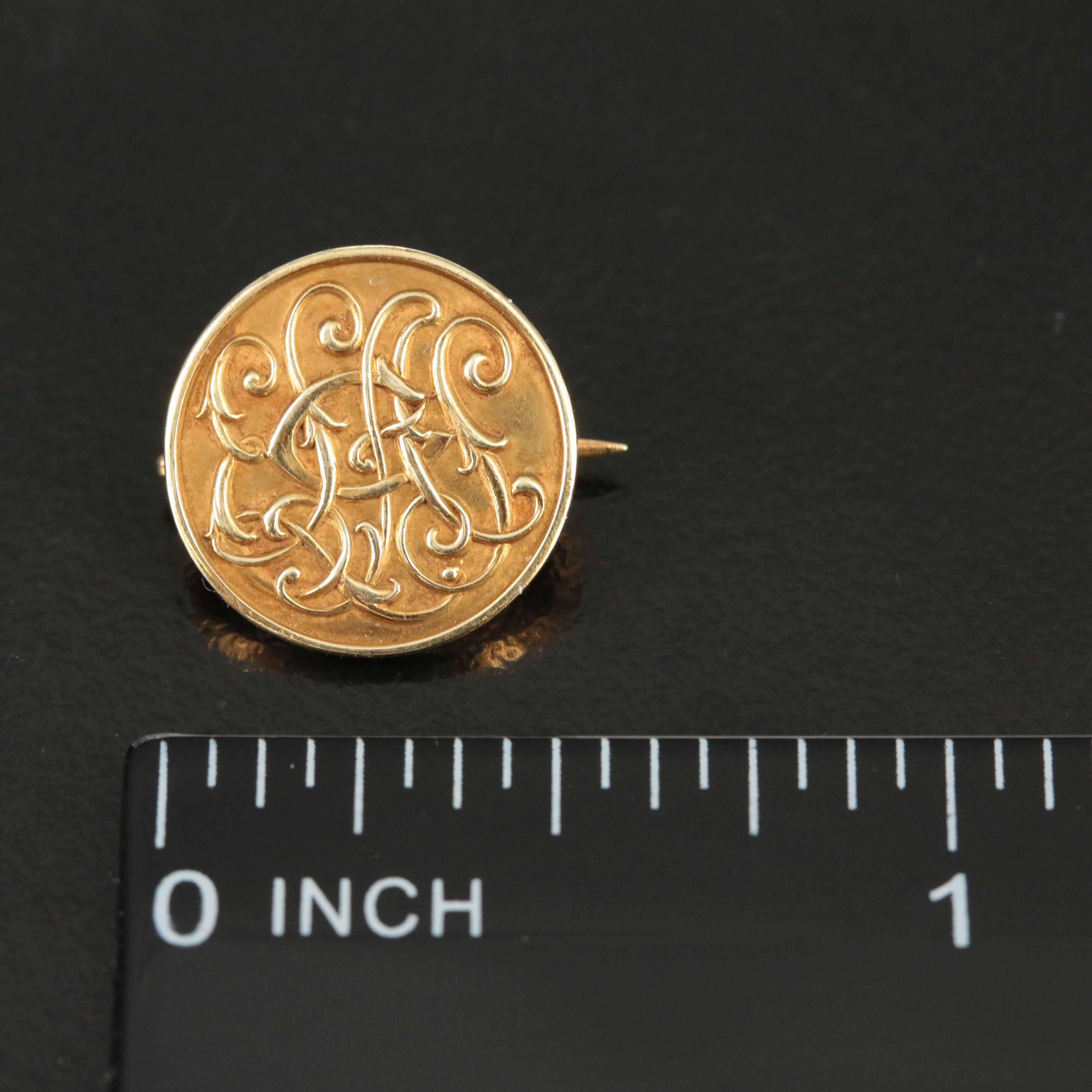 Tiffany & Co. 14K Vintage Initial Pin