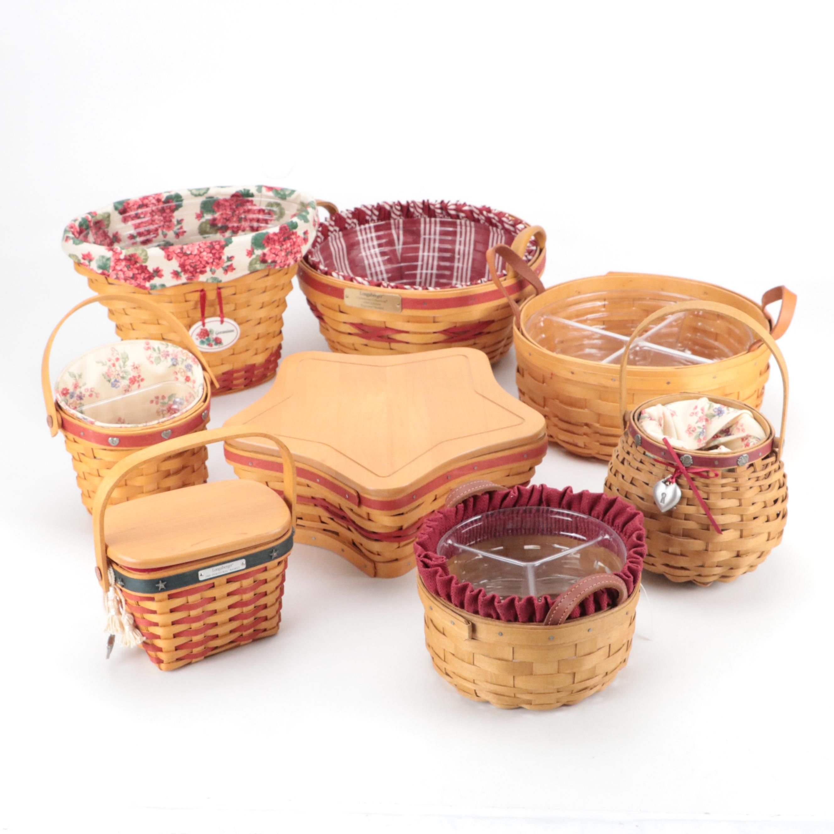 Longaberger Basket Collection Including a 2001 Christmas Shining Star Basket