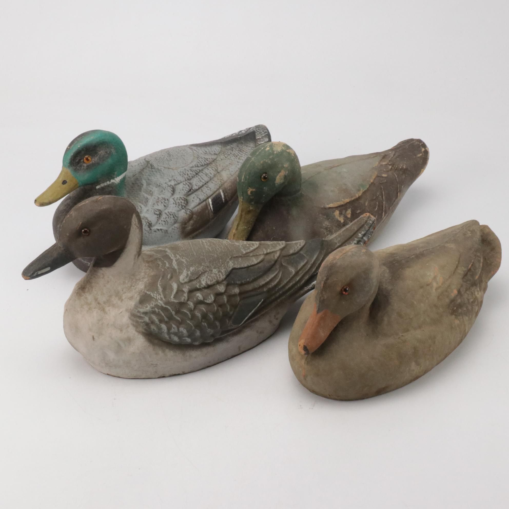 General Fibre Co. and Other Papier-Mâché Duck Decoys, Mid to Late 20th Century