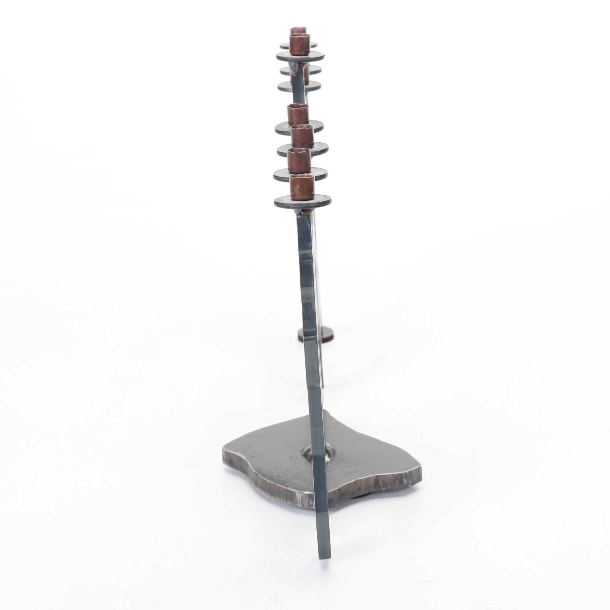 Cut Metal Menorah with Dancing Figures