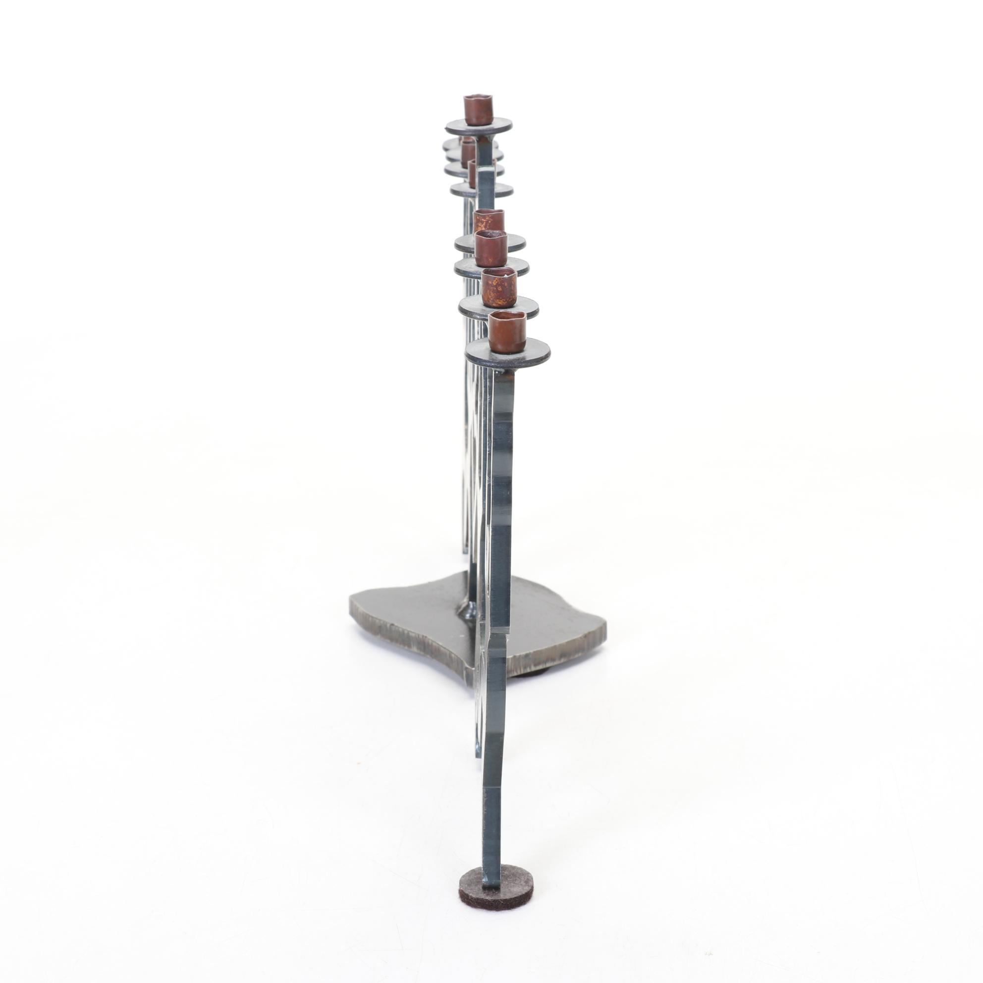 Cut Metal Menorah with Dancing Figures