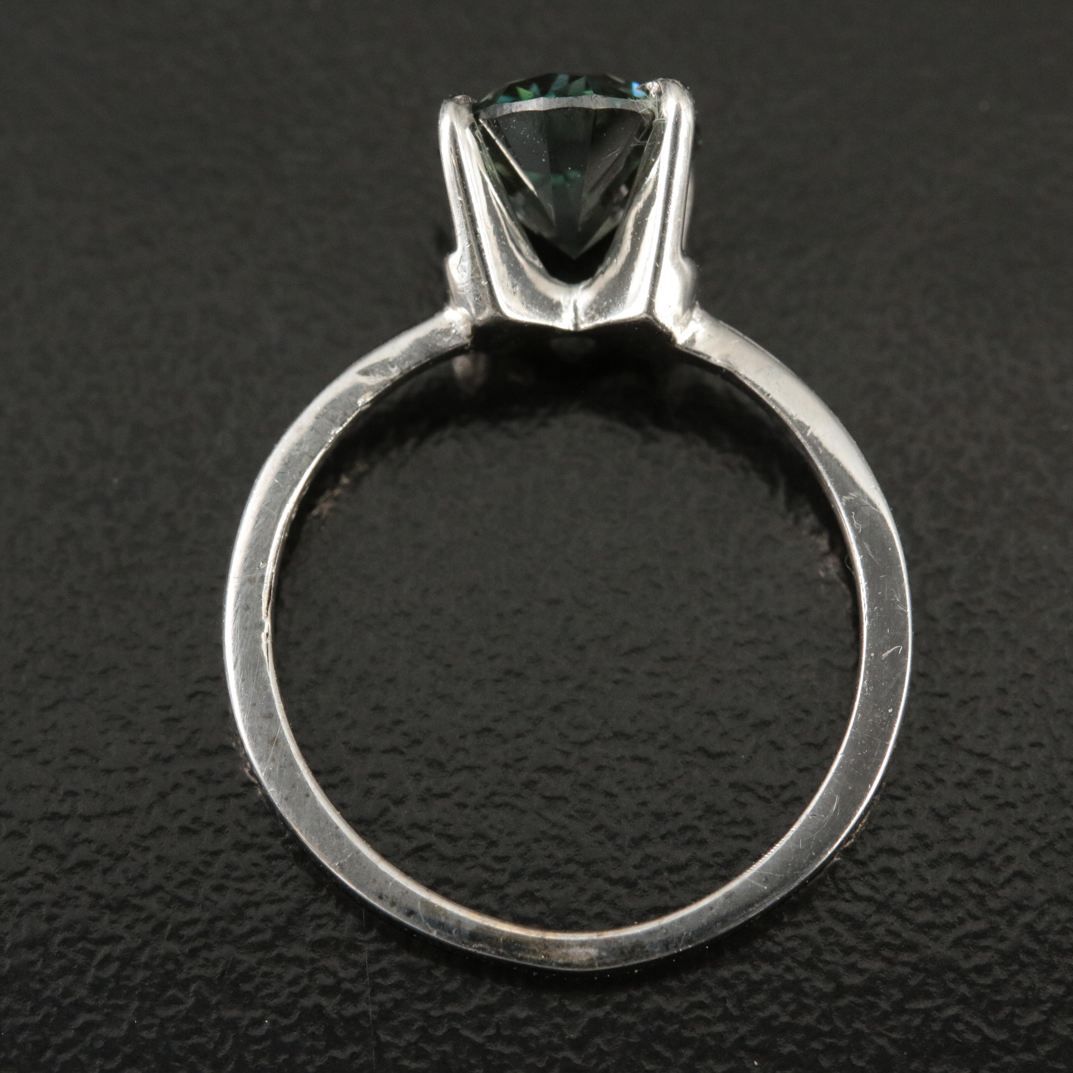 18K 1.51 CT (Origin Undertermined) Fancy Dark Green Diamond Solitaire Ring