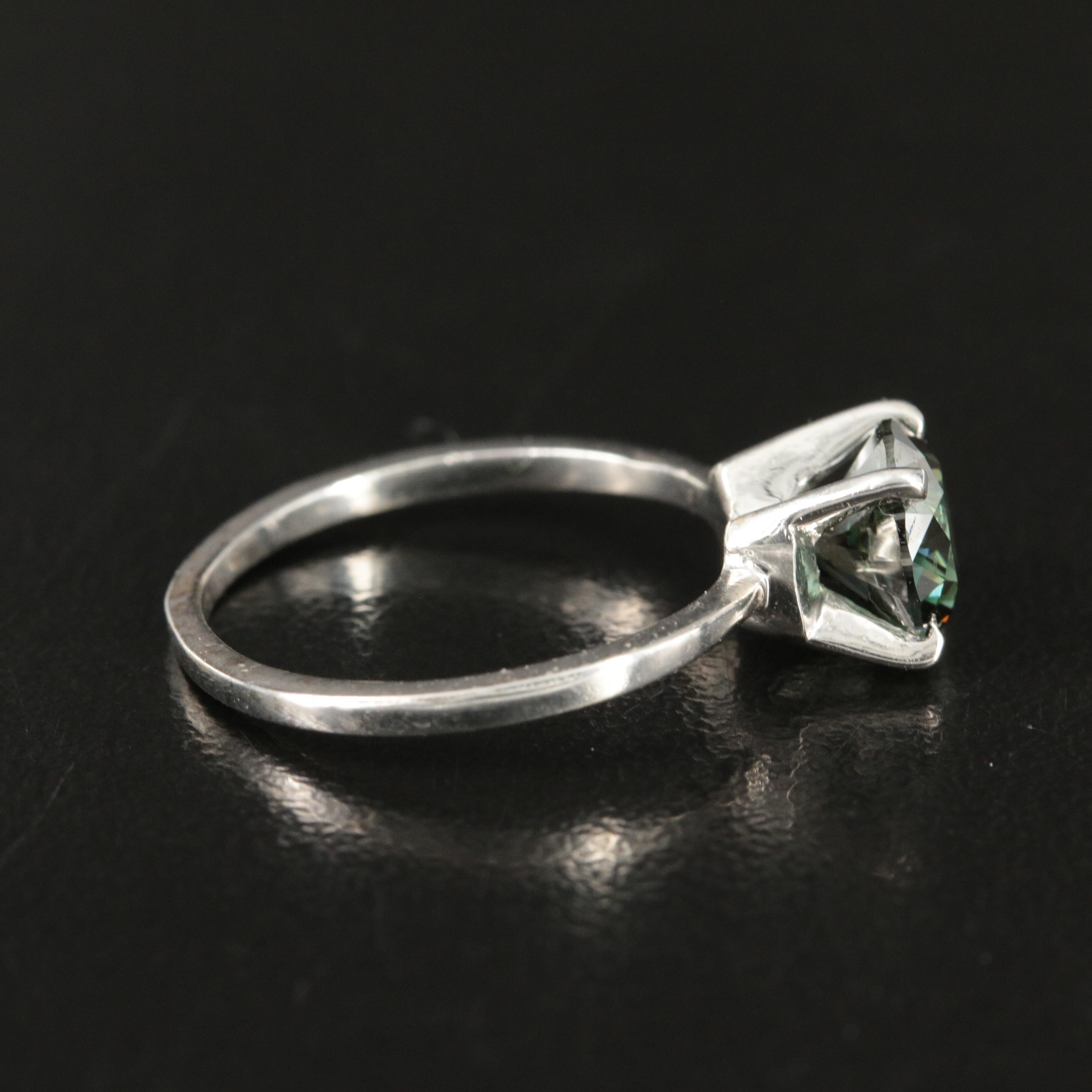 18K 1.51 CT (Origin Undertermined) Fancy Dark Green Diamond Solitaire Ring