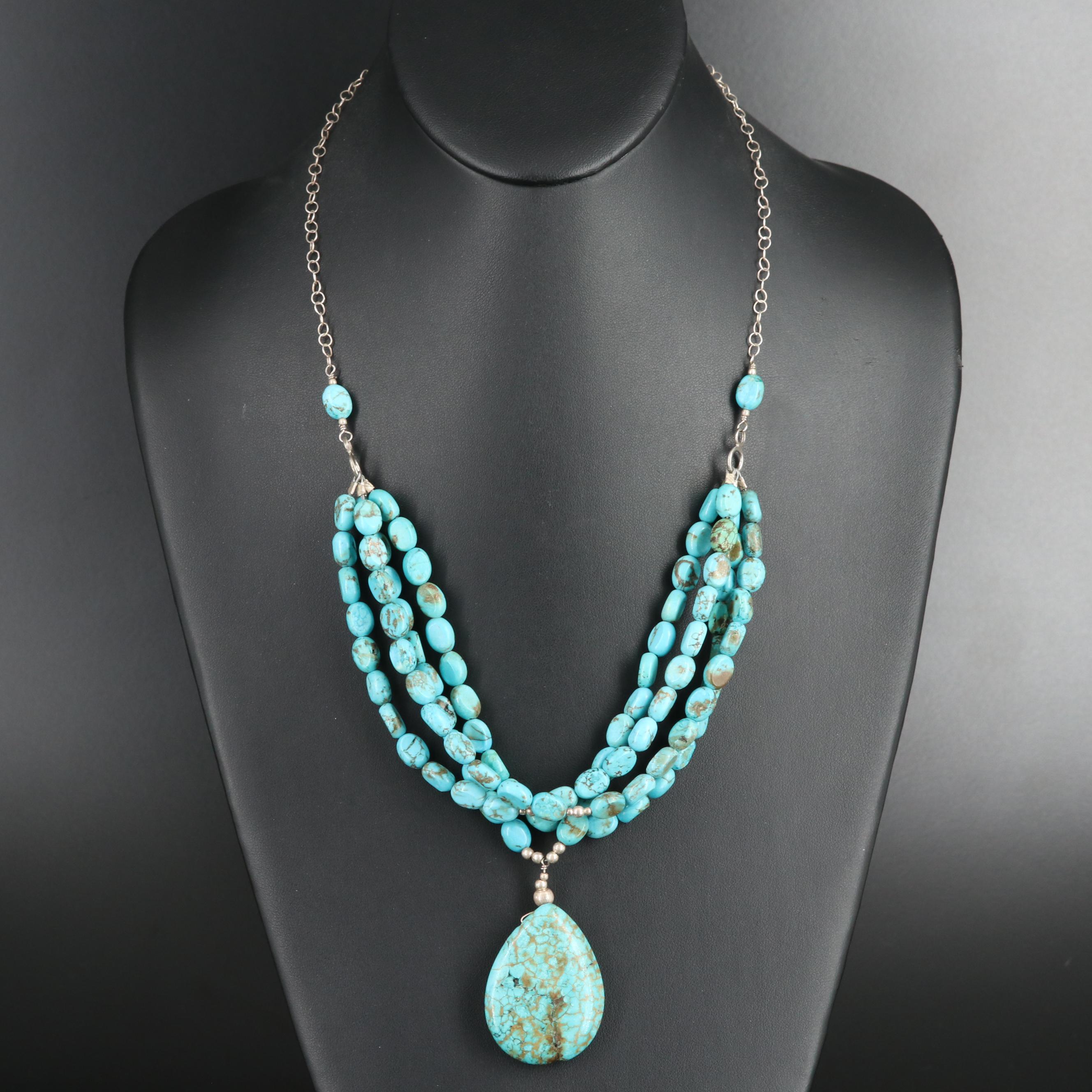 Southwestern Sterling Turquoise Necklace