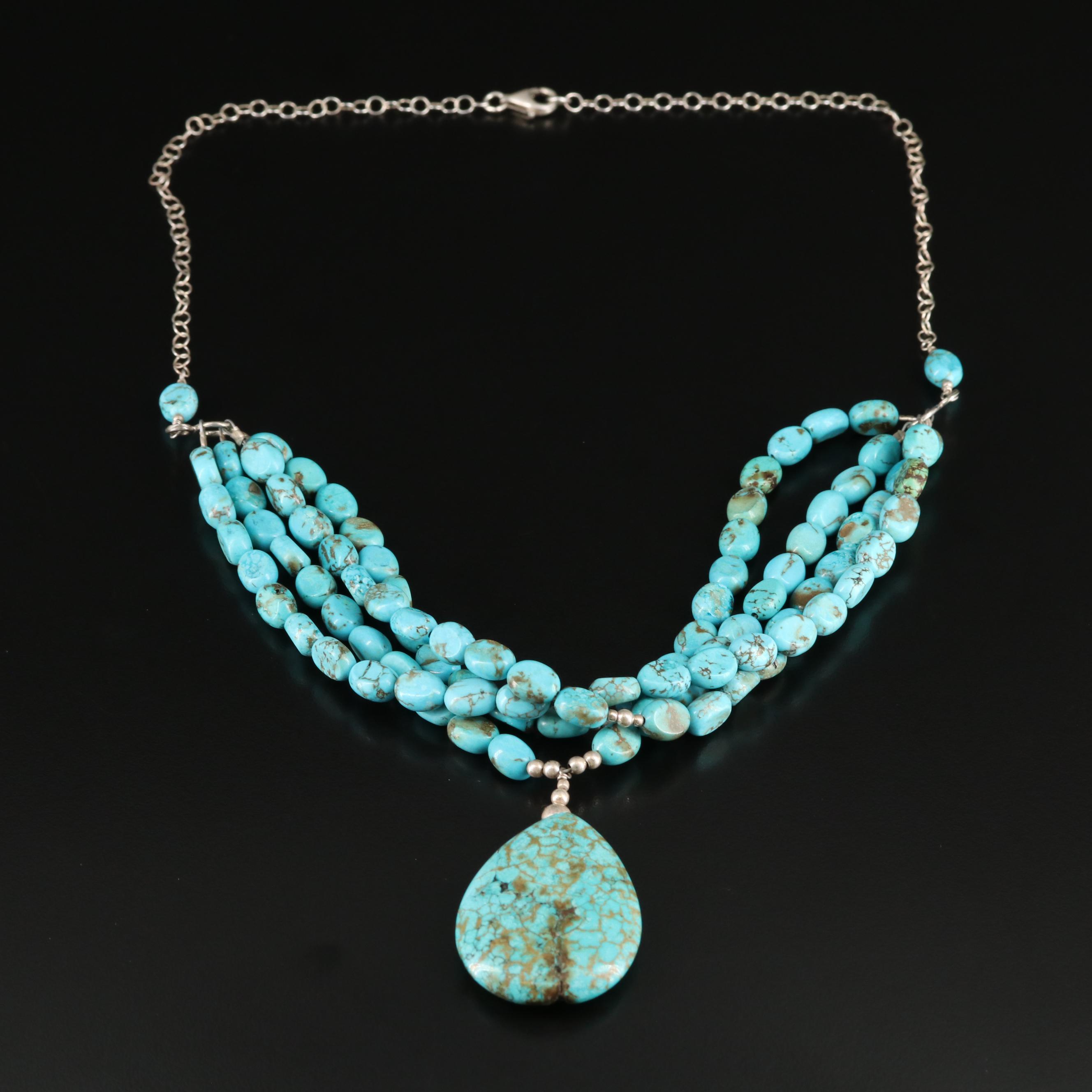 Southwestern Sterling Turquoise Necklace