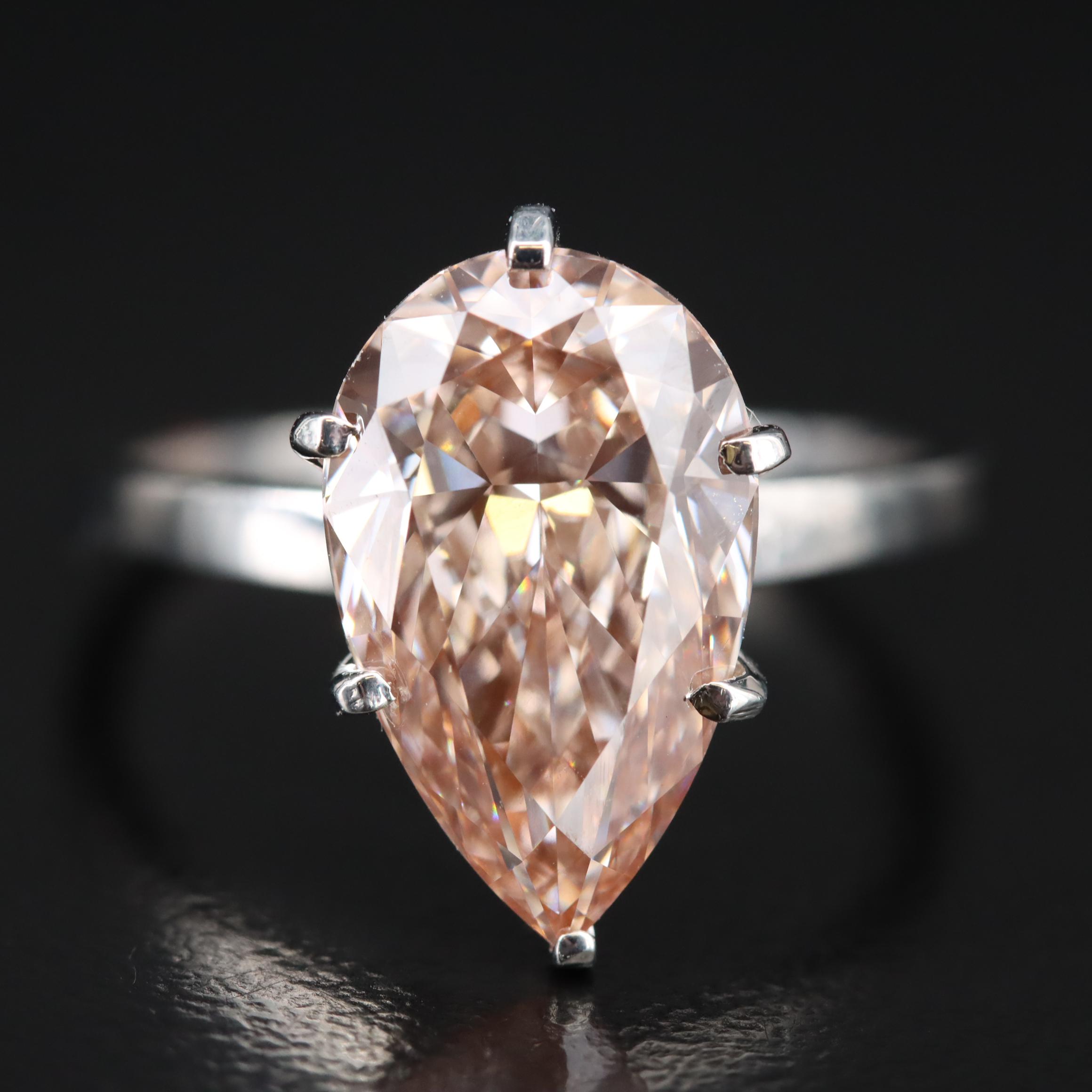 18K 5.28 CT (Origin Undetermined) Fancy Pink Diamond Solitaire Ring
