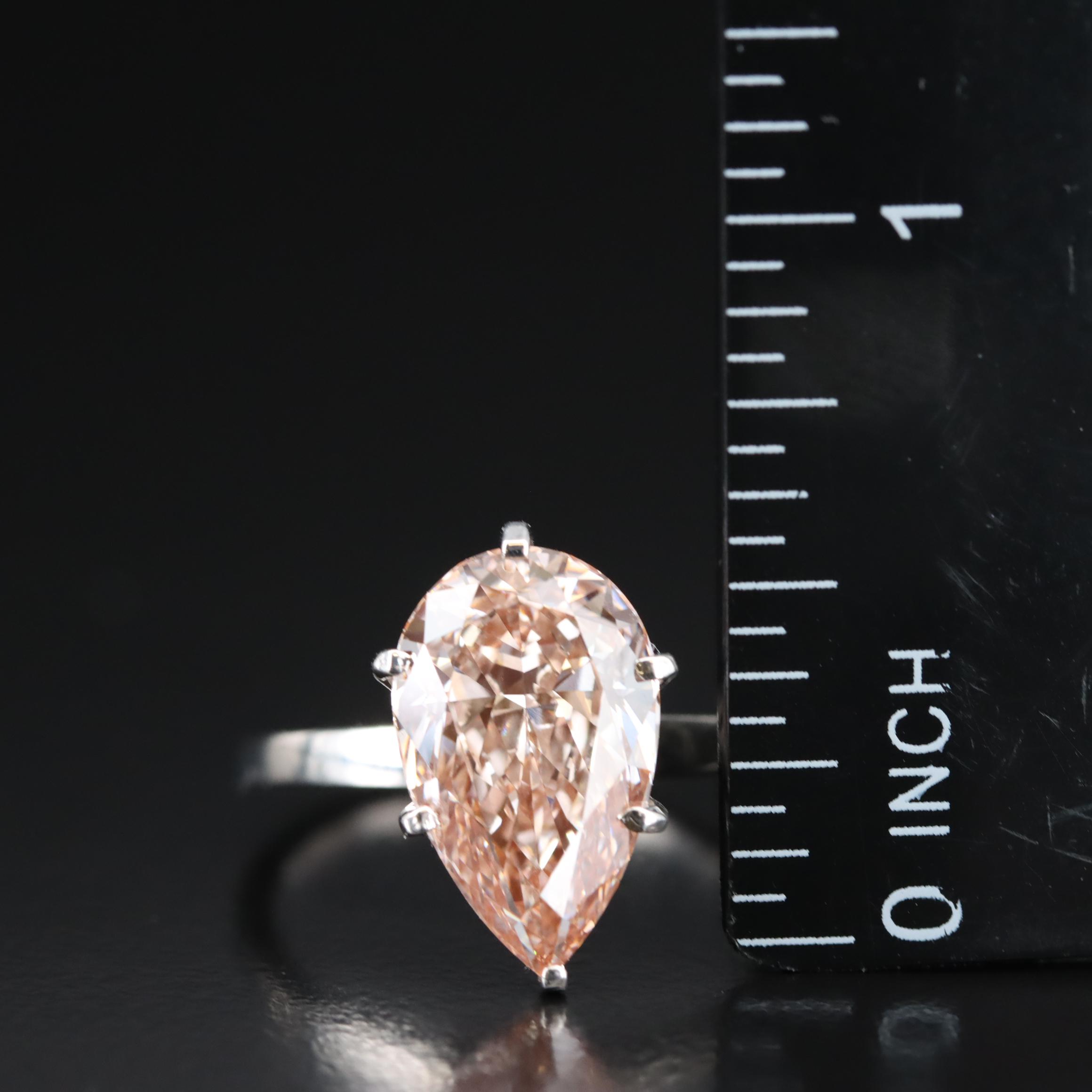 18K 5.28 CT (Origin Undetermined) Fancy Pink Diamond Solitaire Ring
