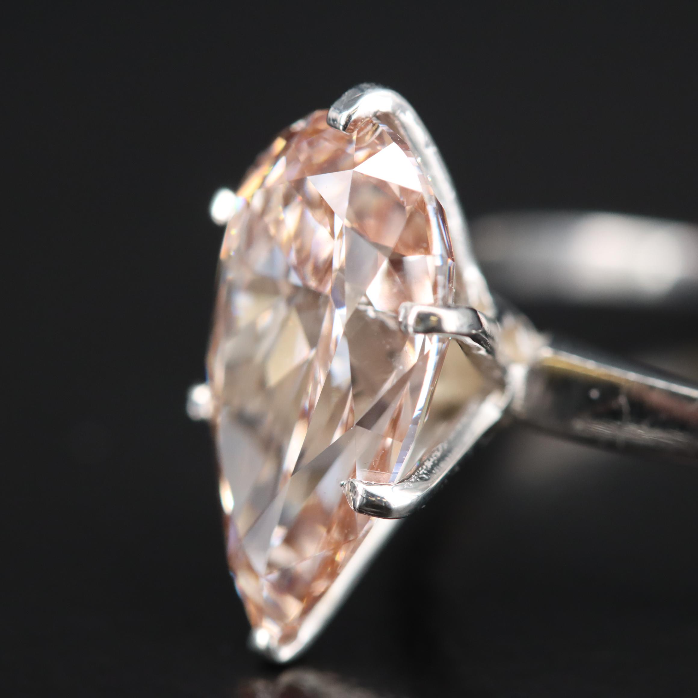 18K 5.28 CT (Origin Undetermined) Fancy Pink Diamond Solitaire Ring