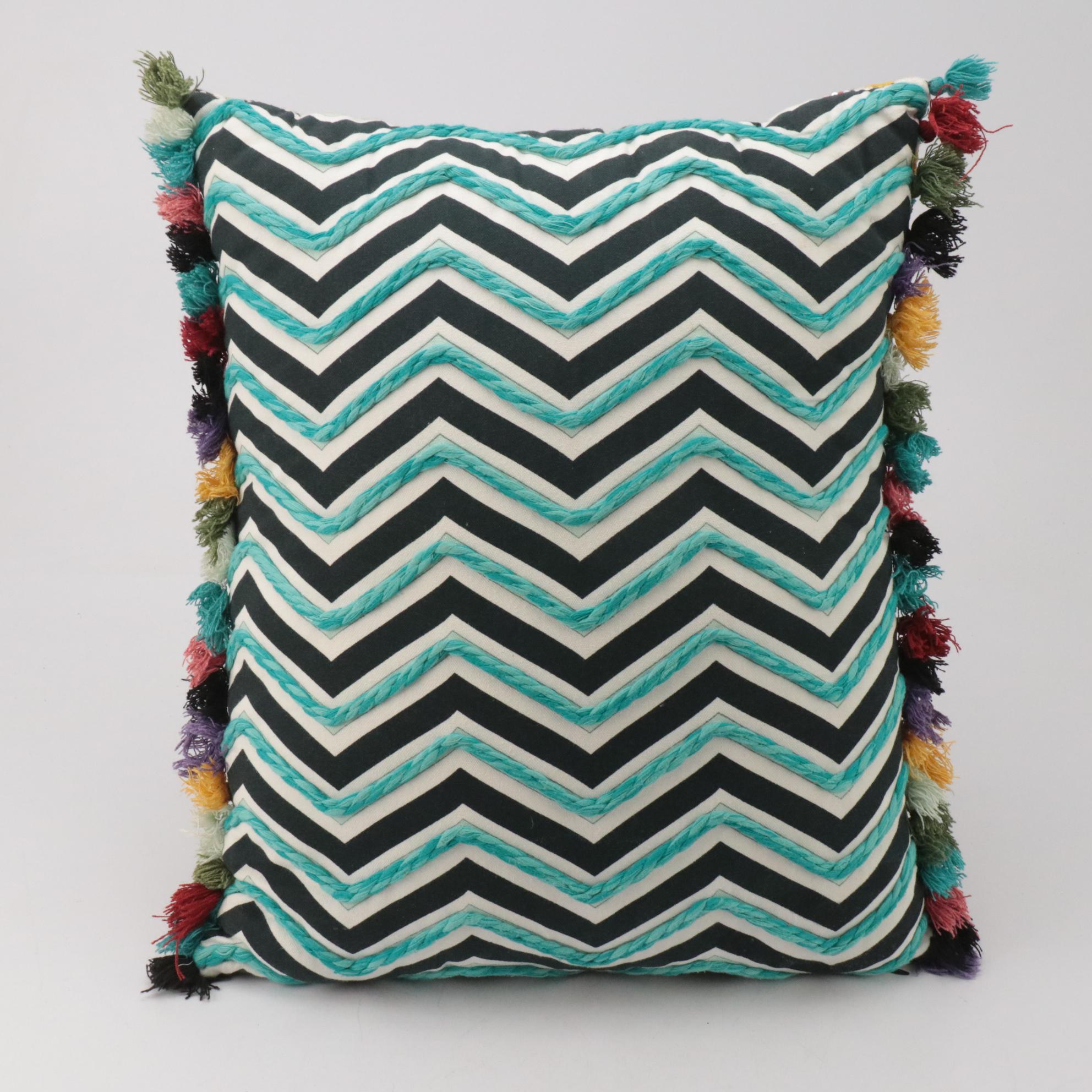 Sequin Embellished and Chain Stitch Embroidered Accent Pillows