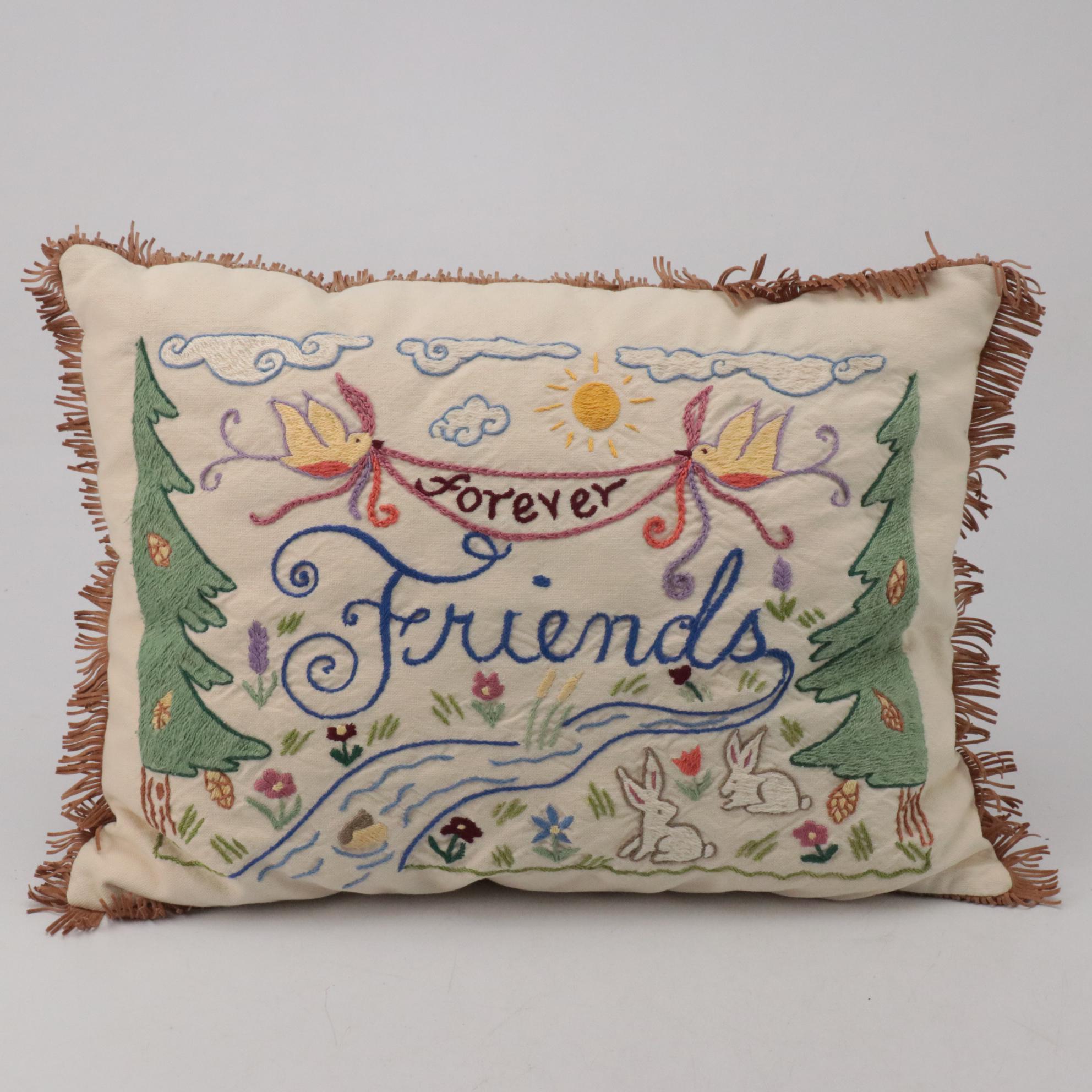 Sequin Embellished and Chain Stitch Embroidered Accent Pillows