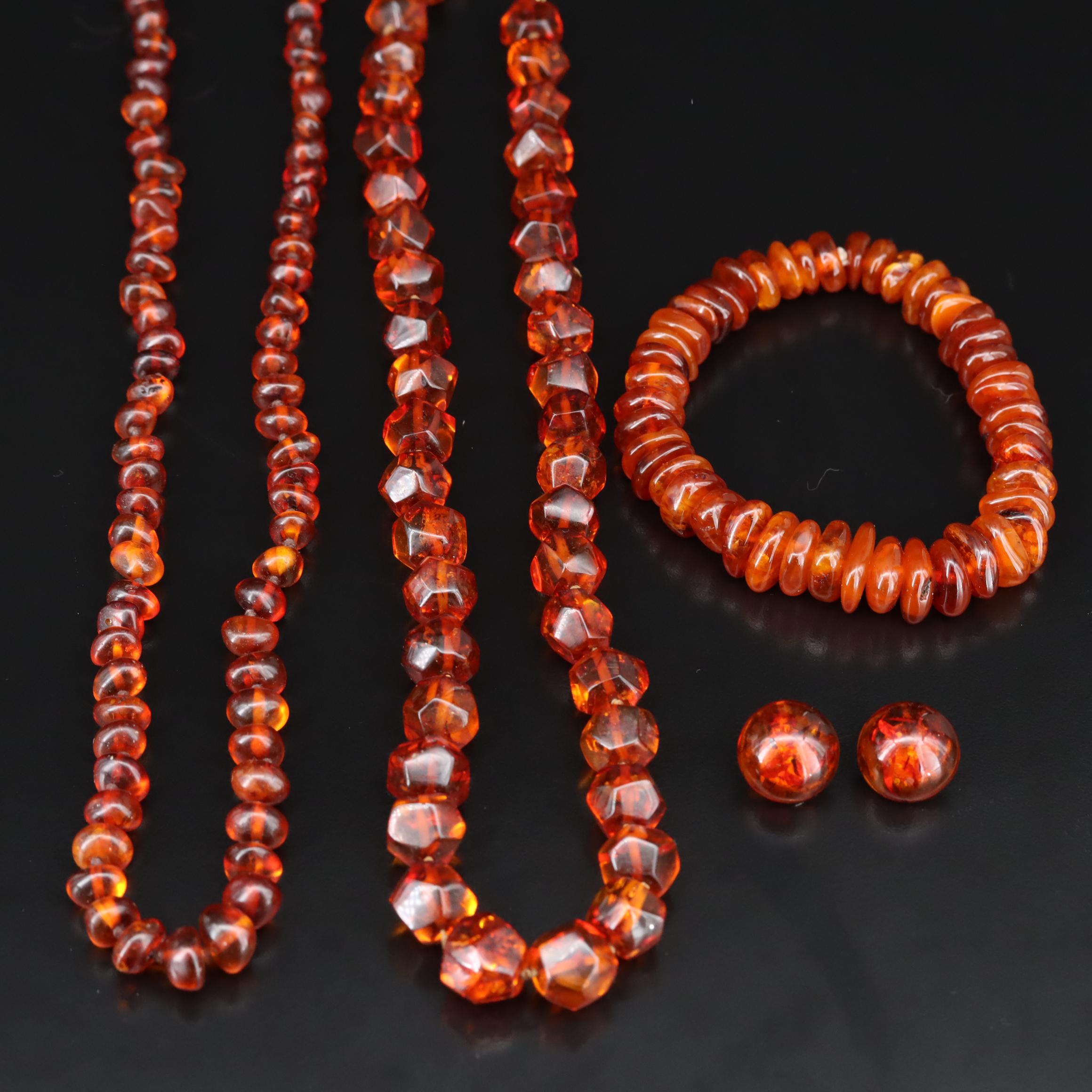 Amber Necklaces, Bracelet and Earrings