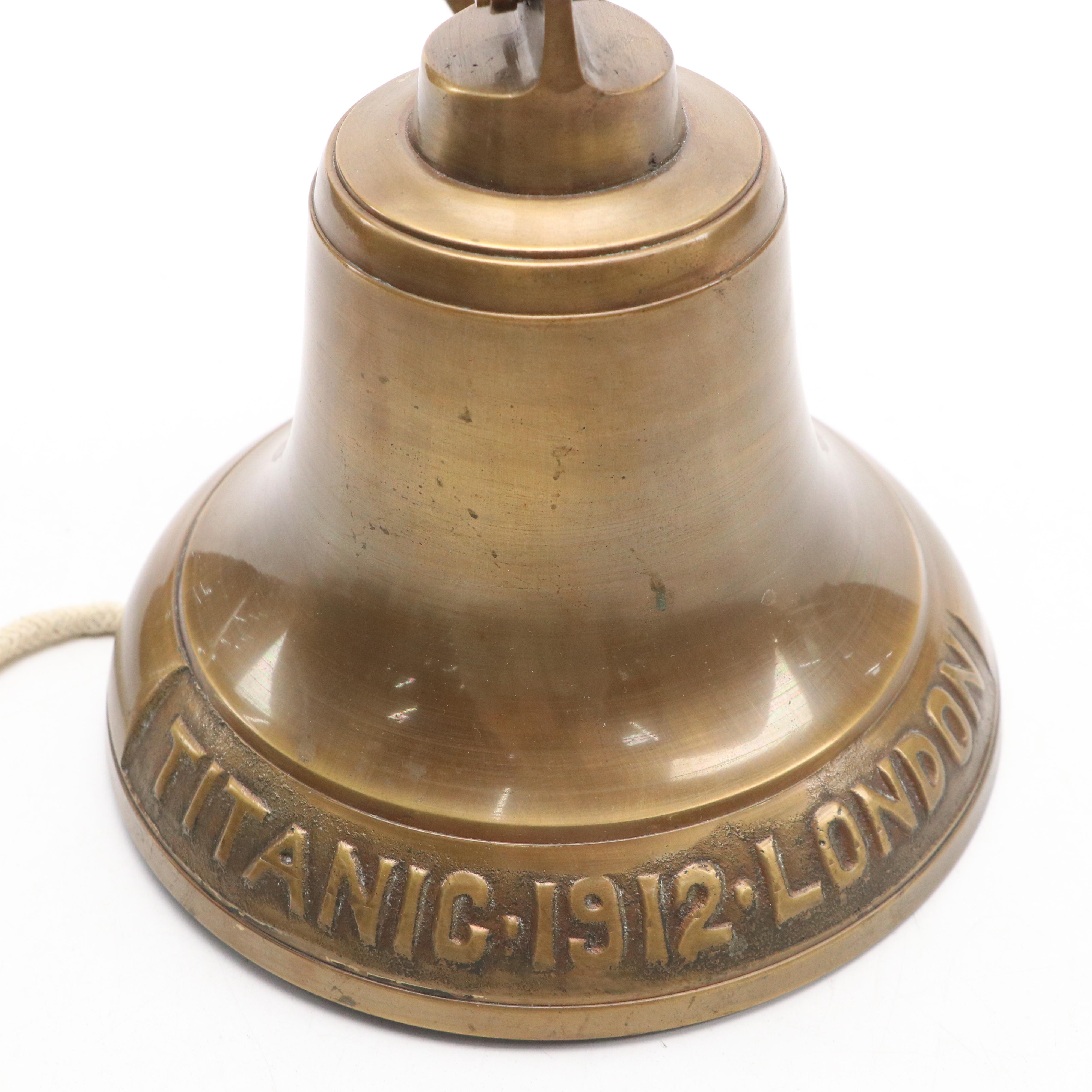 Bronze Wall-Mounted Titanic Replica Ship Bell with Desktop Compass & Barometers