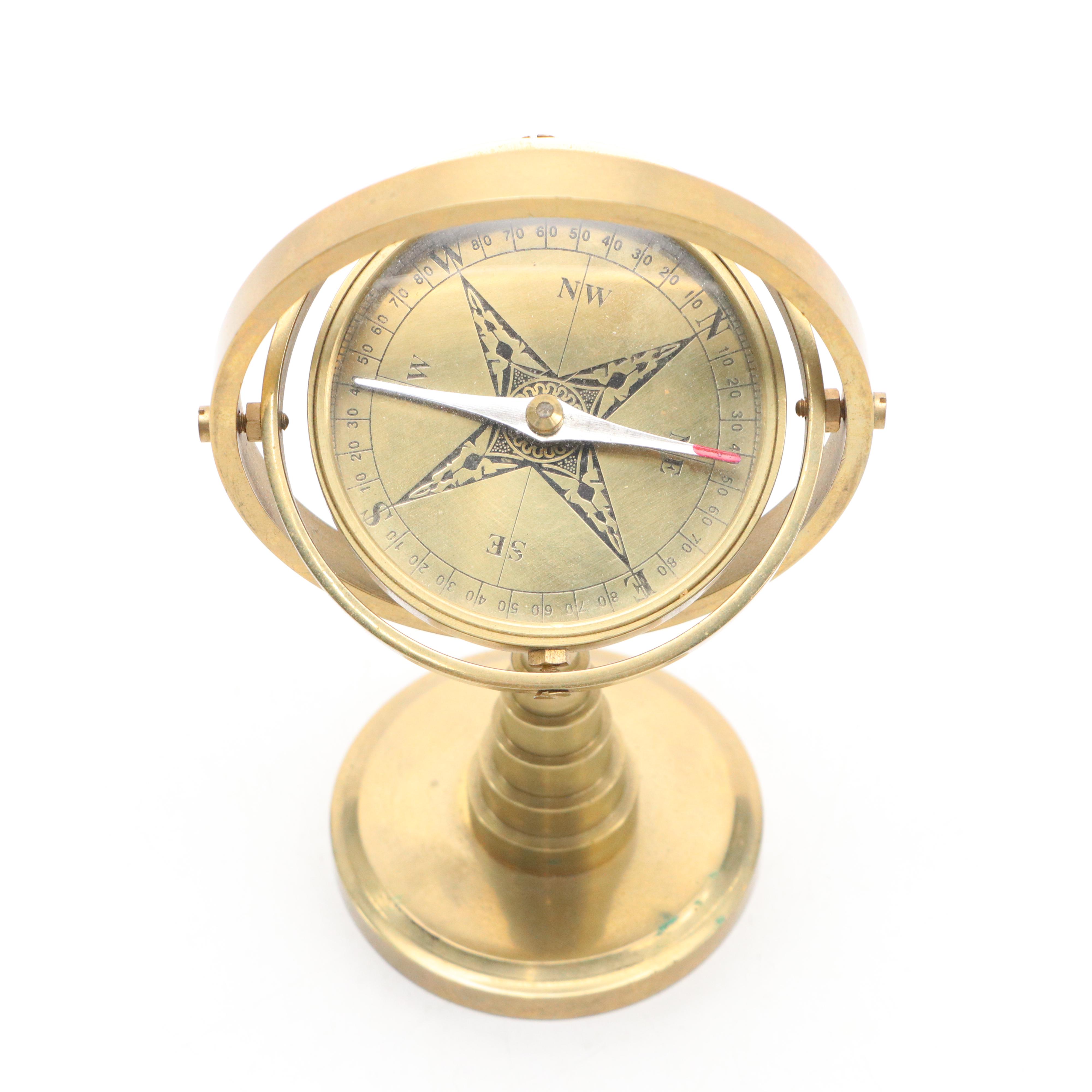 Bronze Wall-Mounted Titanic Replica Ship Bell with Desktop Compass & Barometers