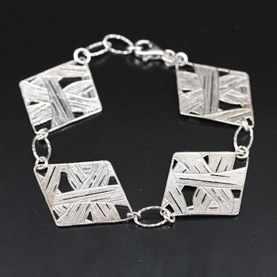 Sterling Woven Design Link Bracelet
