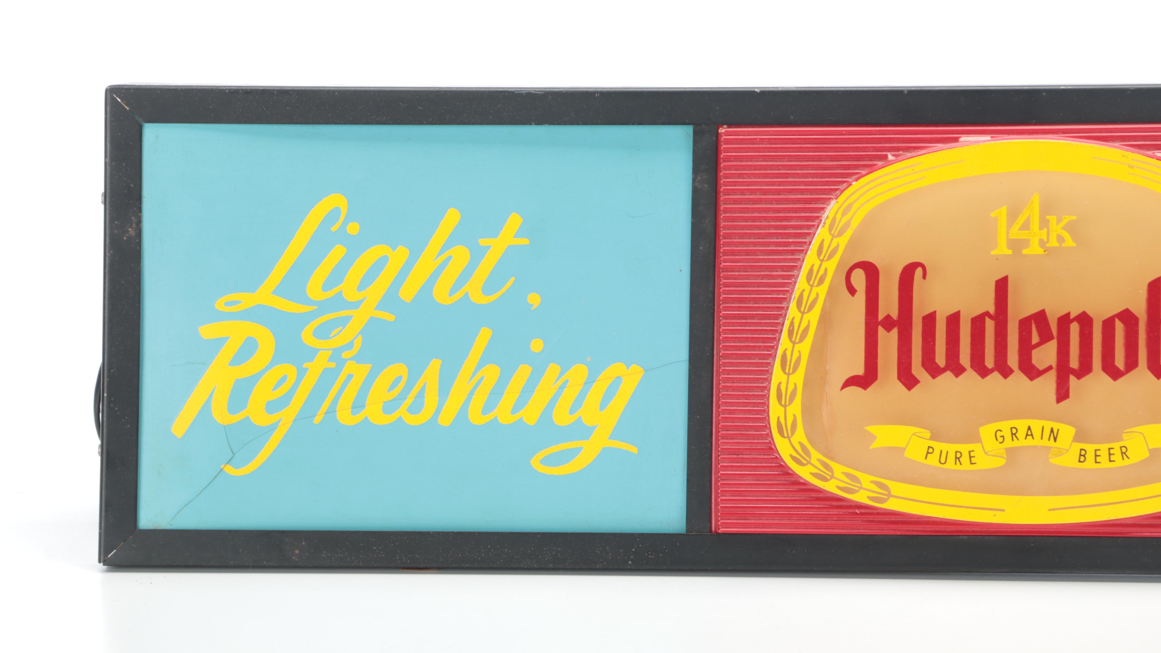 Hudepohl Beer Illuminated Advertising Sign, Mid-20th Century