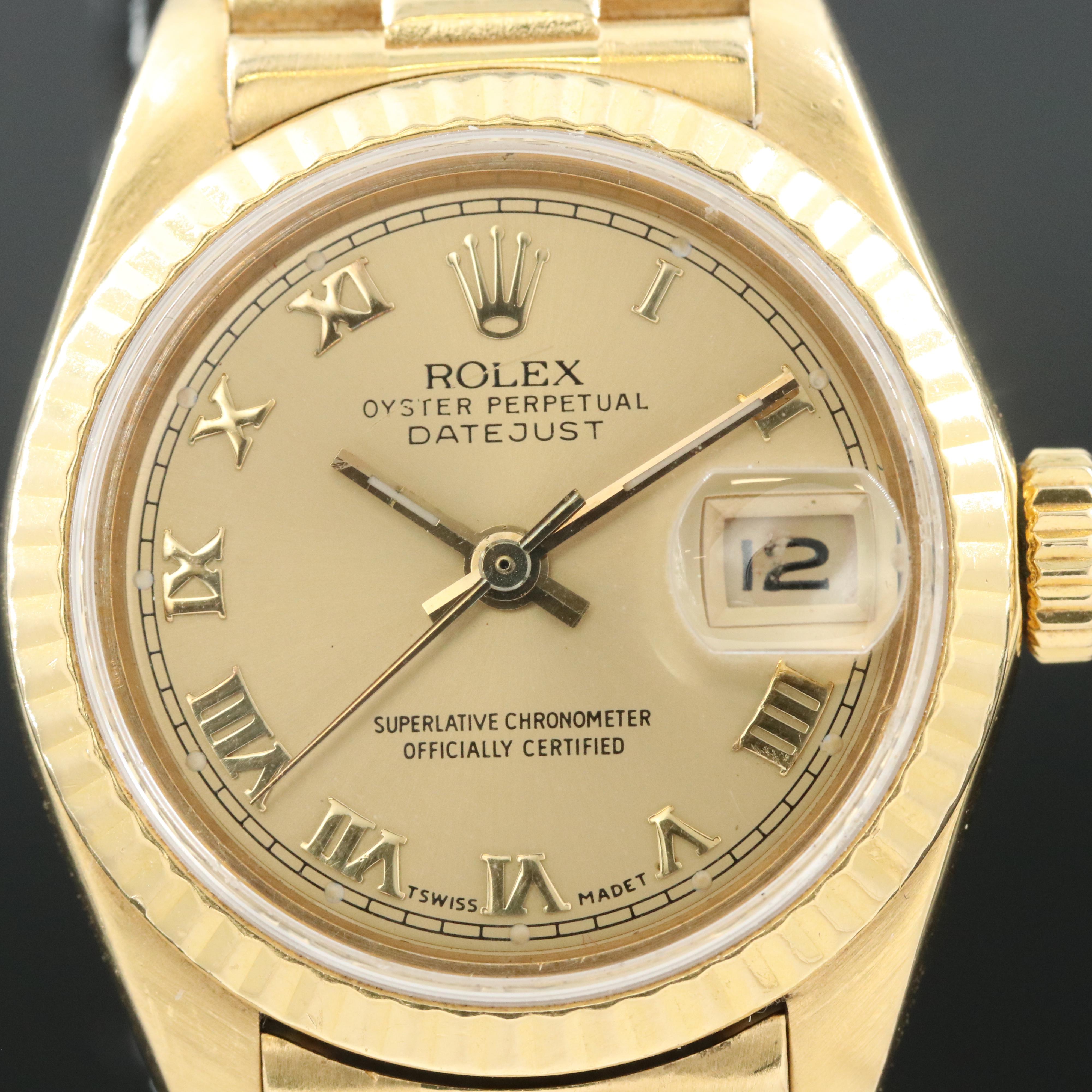18K Rolex Oyster Perpetual Datejust Watch
