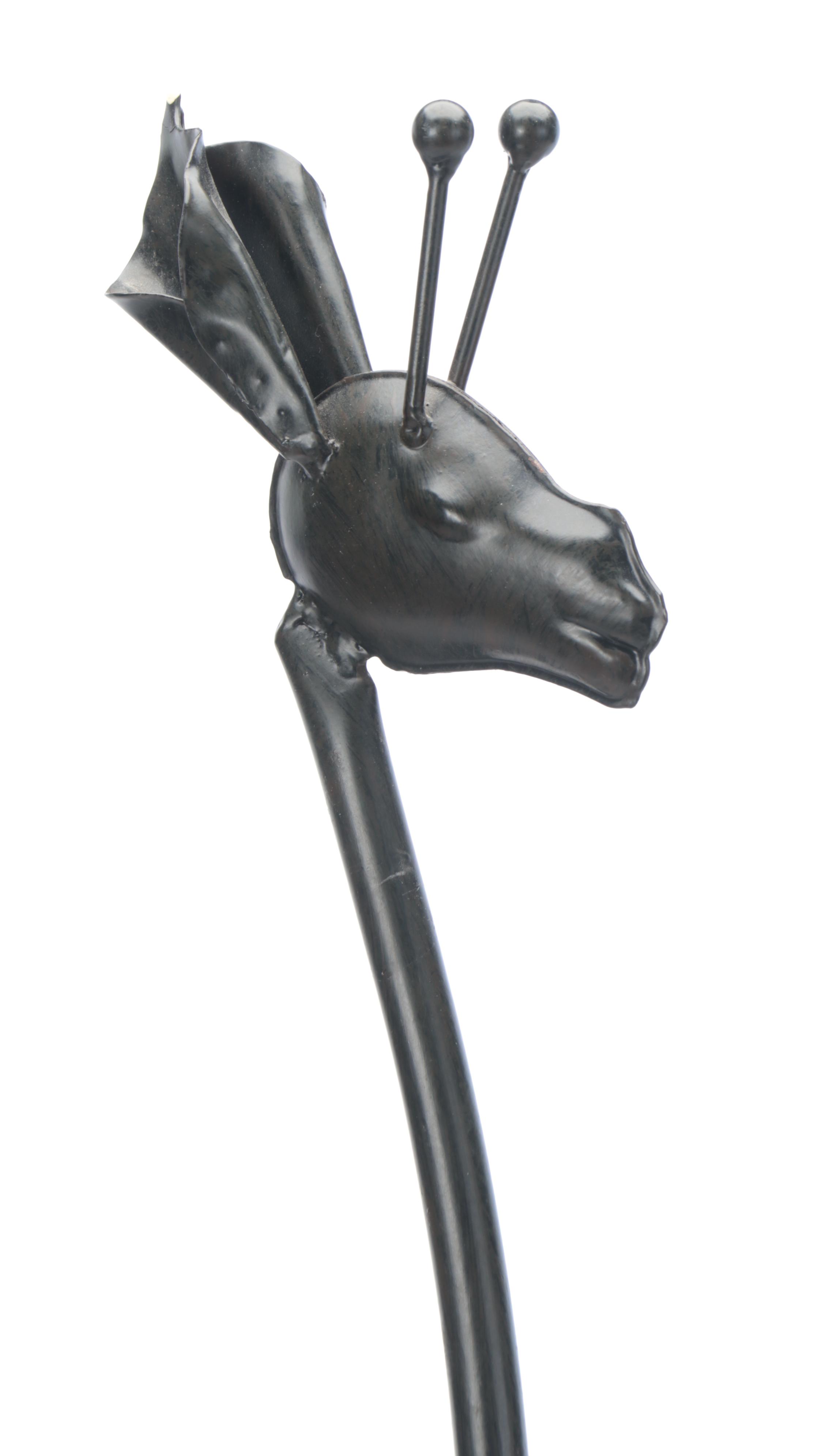 Elephant Garden Stool with Doric Column Pedestal and Metal Giraffe Statue