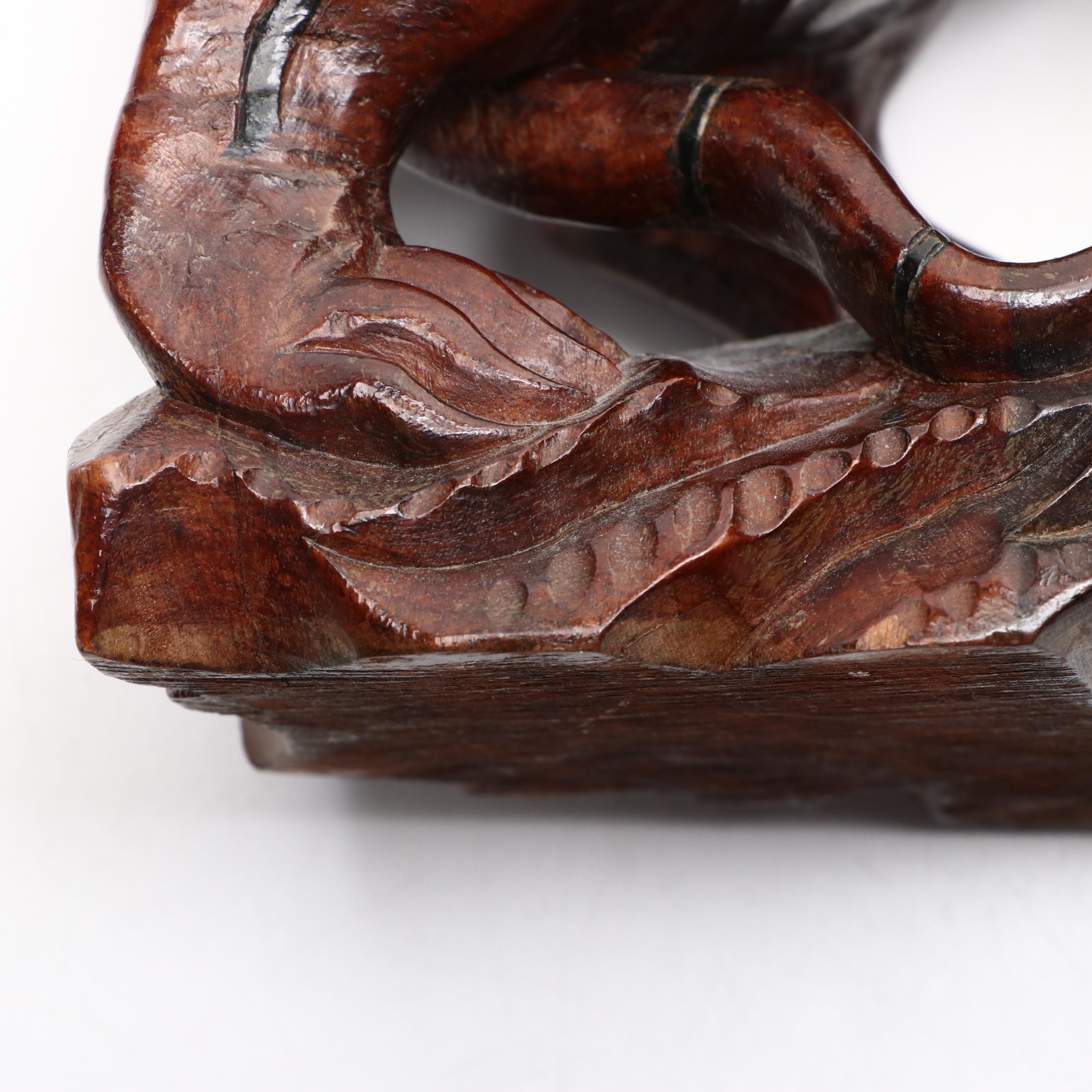 Chinese Carved Wood Tiger Sculpture