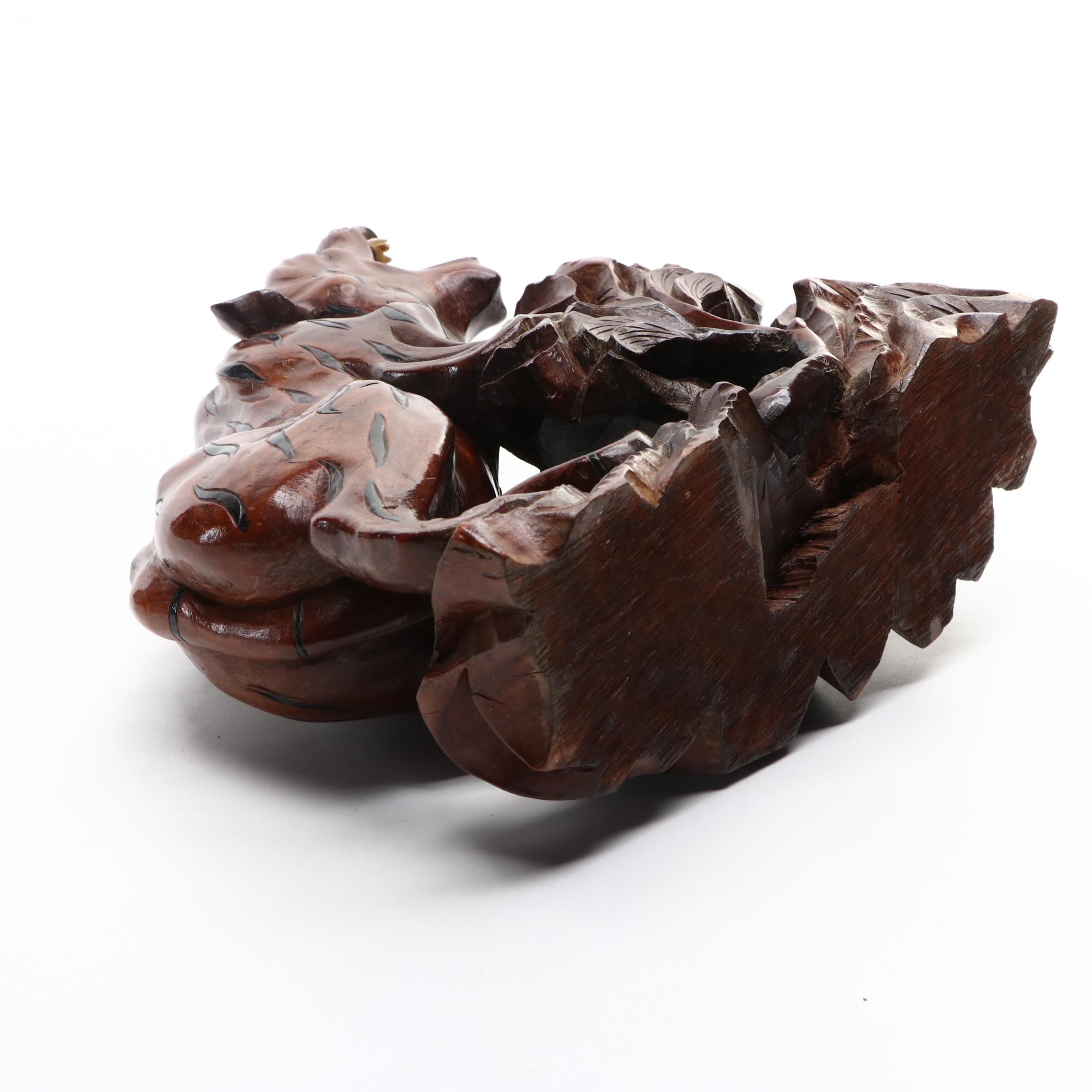 Chinese Carved Wood Tiger Sculpture