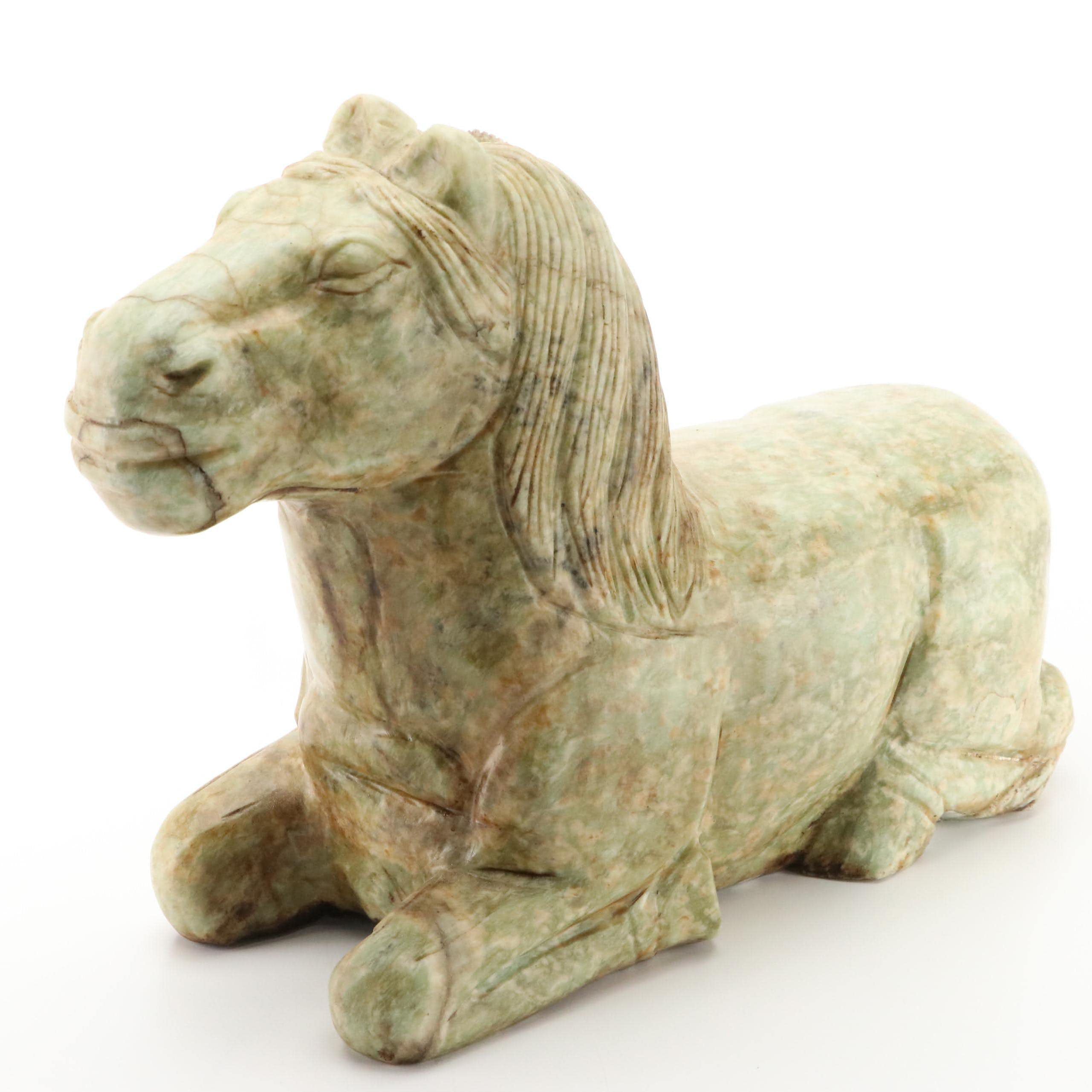 Chinese Carved Stone Horse Sculpture