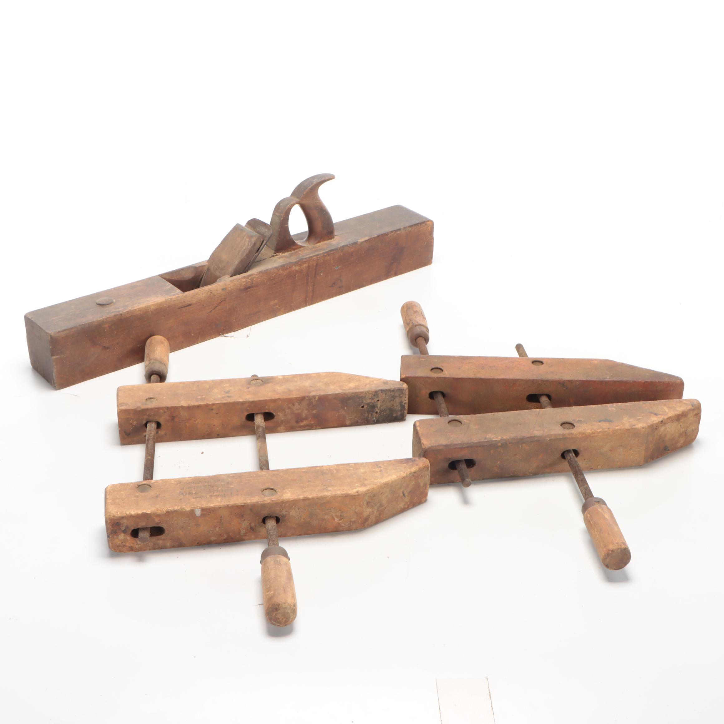 Woodworking Wood Screw Clamps with Wood Plane Handle