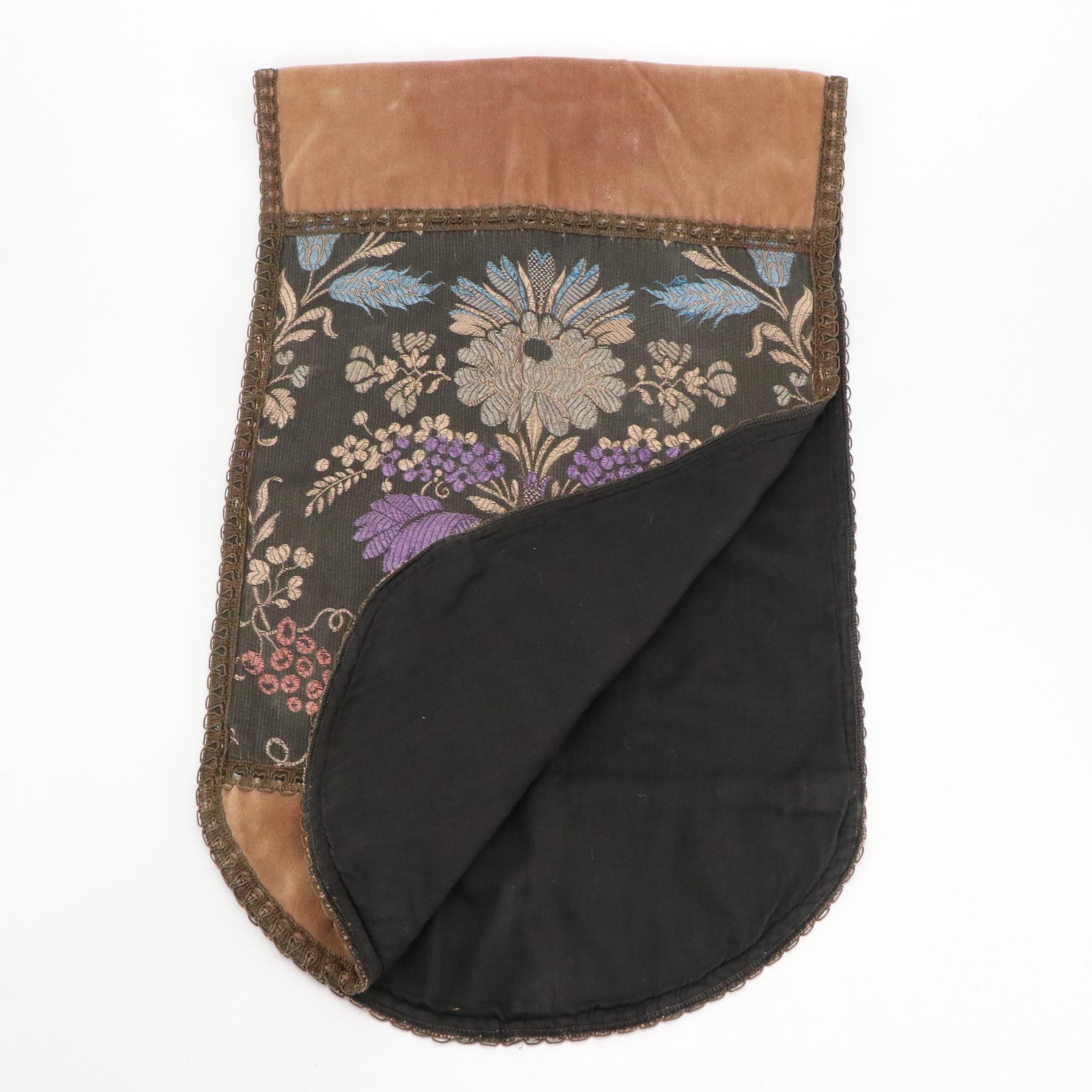 Tapestry Padded Table Runner With Central American Style Striped Woven Shawl