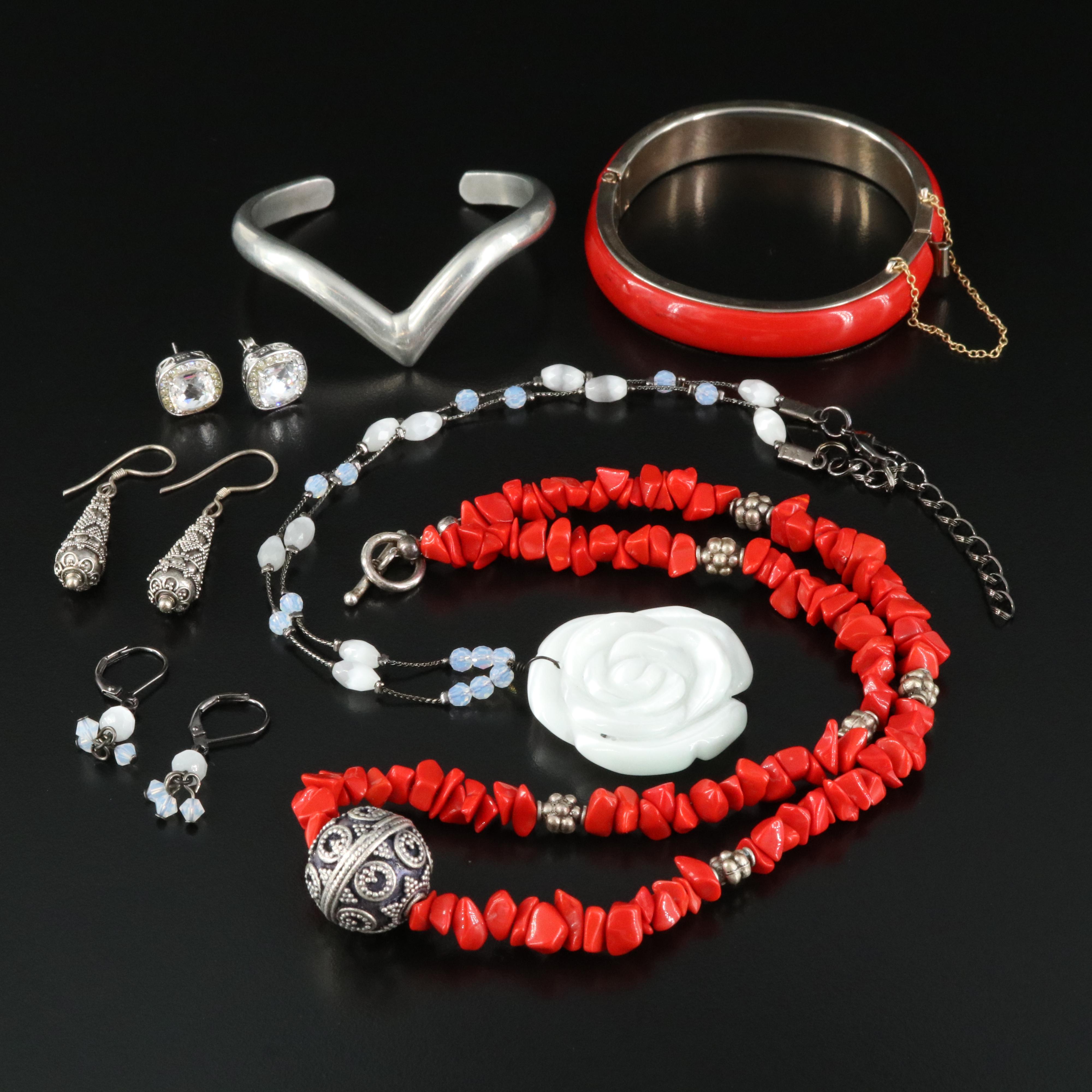 Granulated Sterling & Glass Necklace Featured in Jewelry Collection