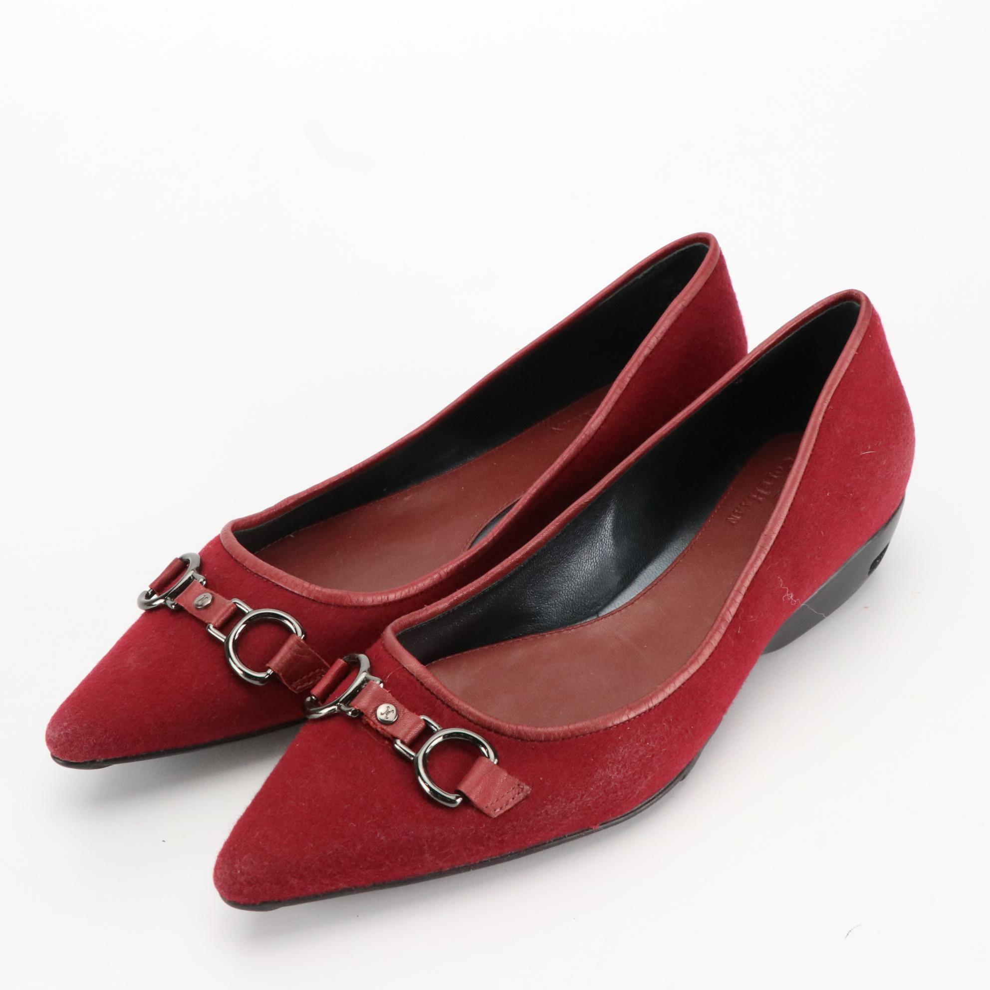 Cole Haan Red and Green Suede Pointed-Toe Slip On Shoes with Nike Air Sole