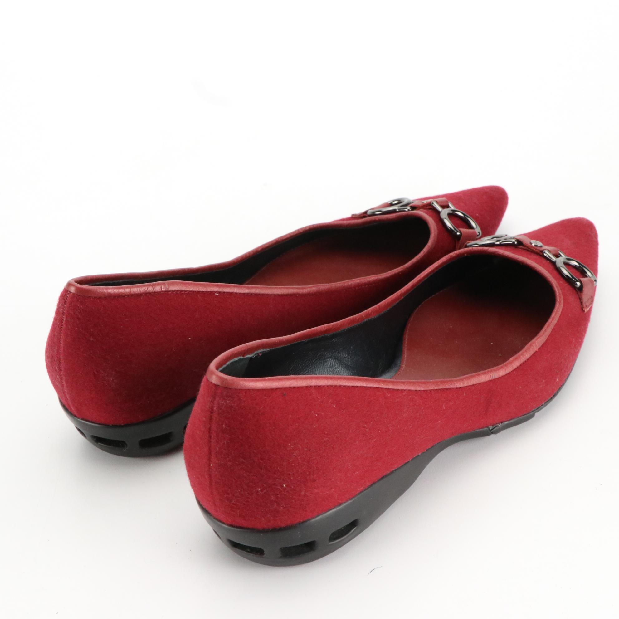 Cole Haan Red and Green Suede Pointed-Toe Slip On Shoes with Nike Air Sole