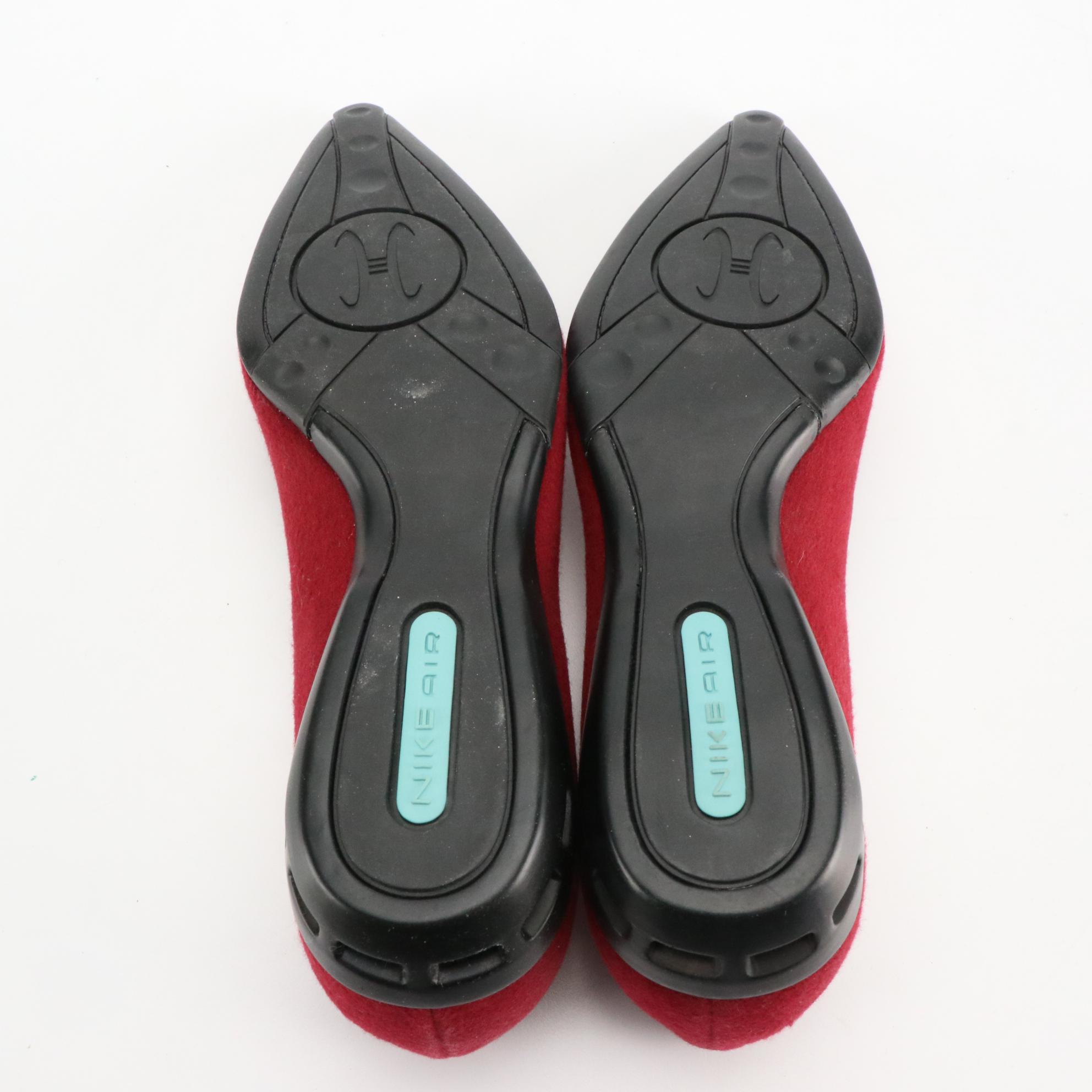 Cole Haan Red and Green Suede Pointed-Toe Slip On Shoes with Nike Air Sole