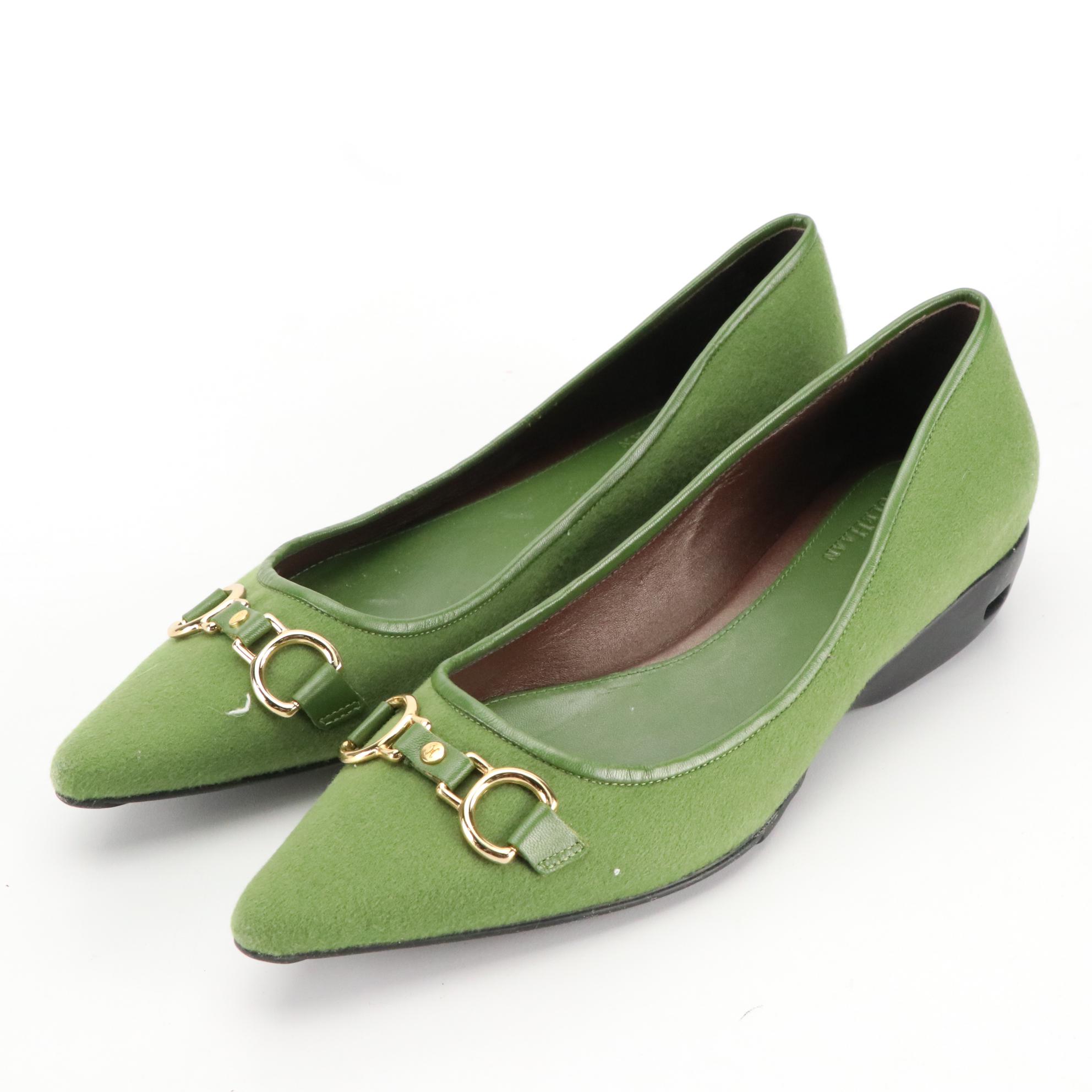 Cole Haan Red and Green Suede Pointed-Toe Slip On Shoes with Nike Air Sole