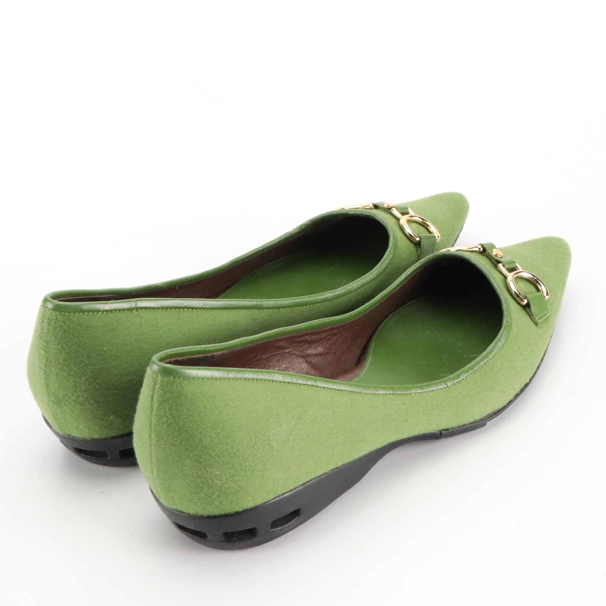 Cole Haan Red and Green Suede Pointed-Toe Slip On Shoes with Nike Air Sole