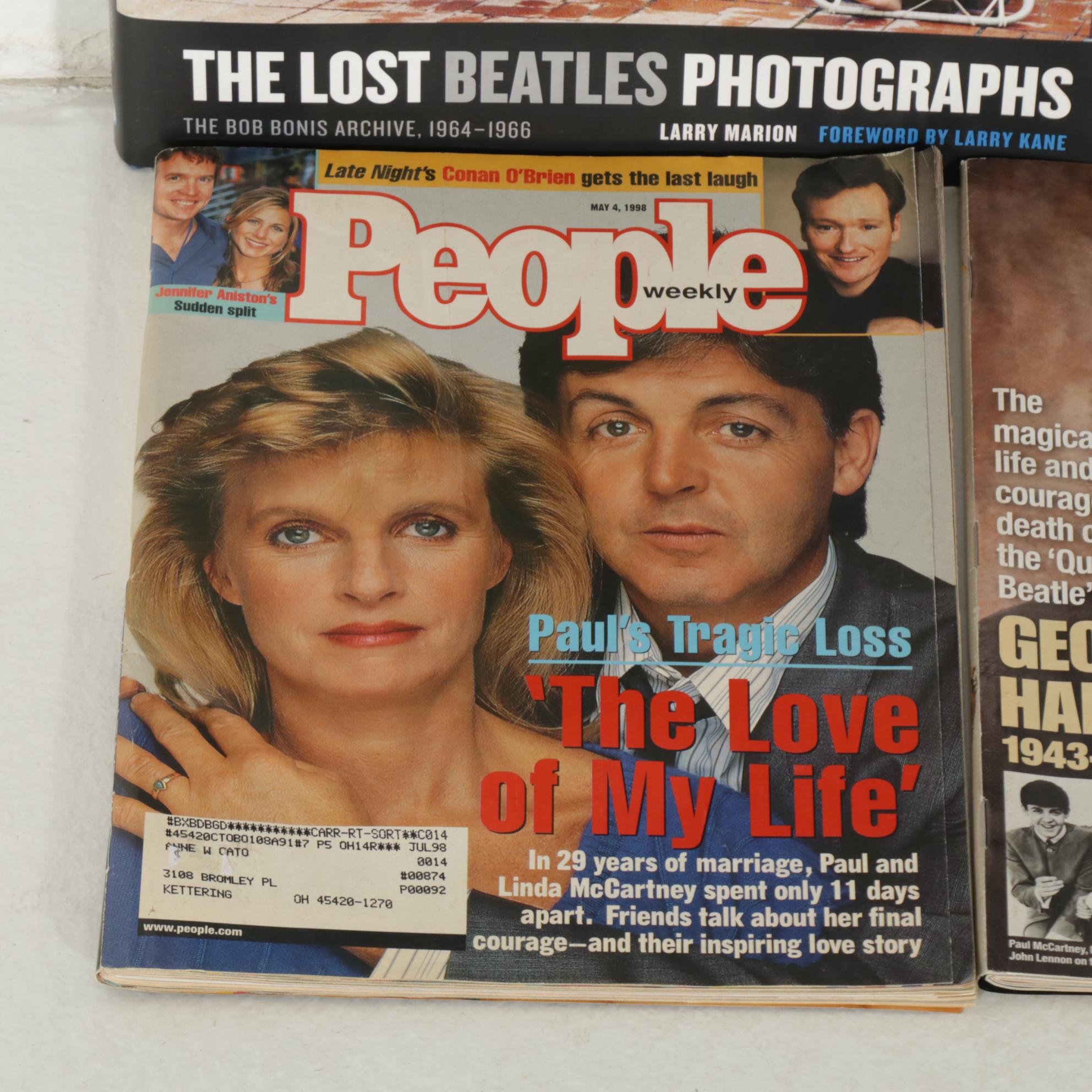 The Beatles Memorabilia with Books, Magazines and Facsimile Signed Poster Board