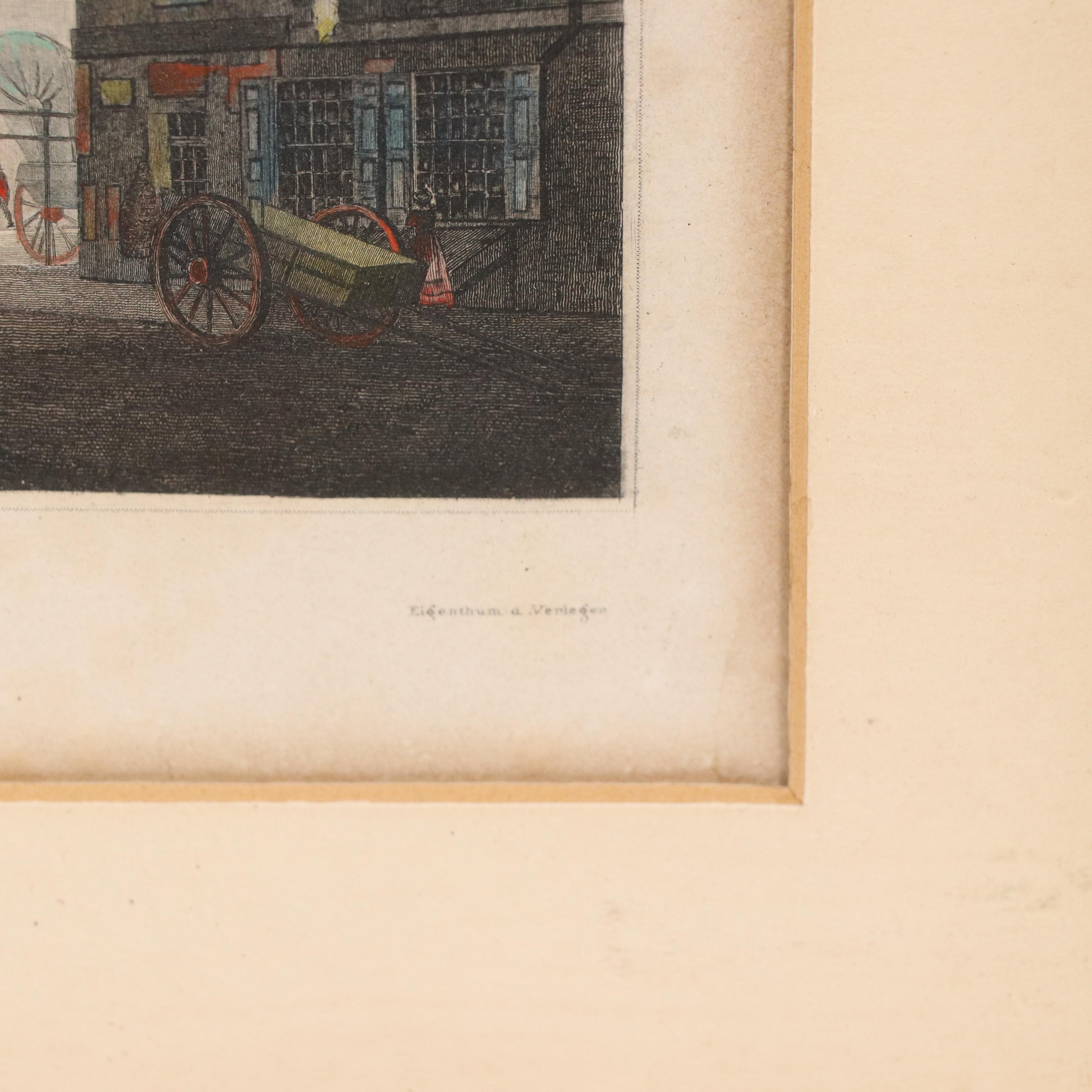 Hand-Colored Engraving of Girard's Bank, Philadelphia