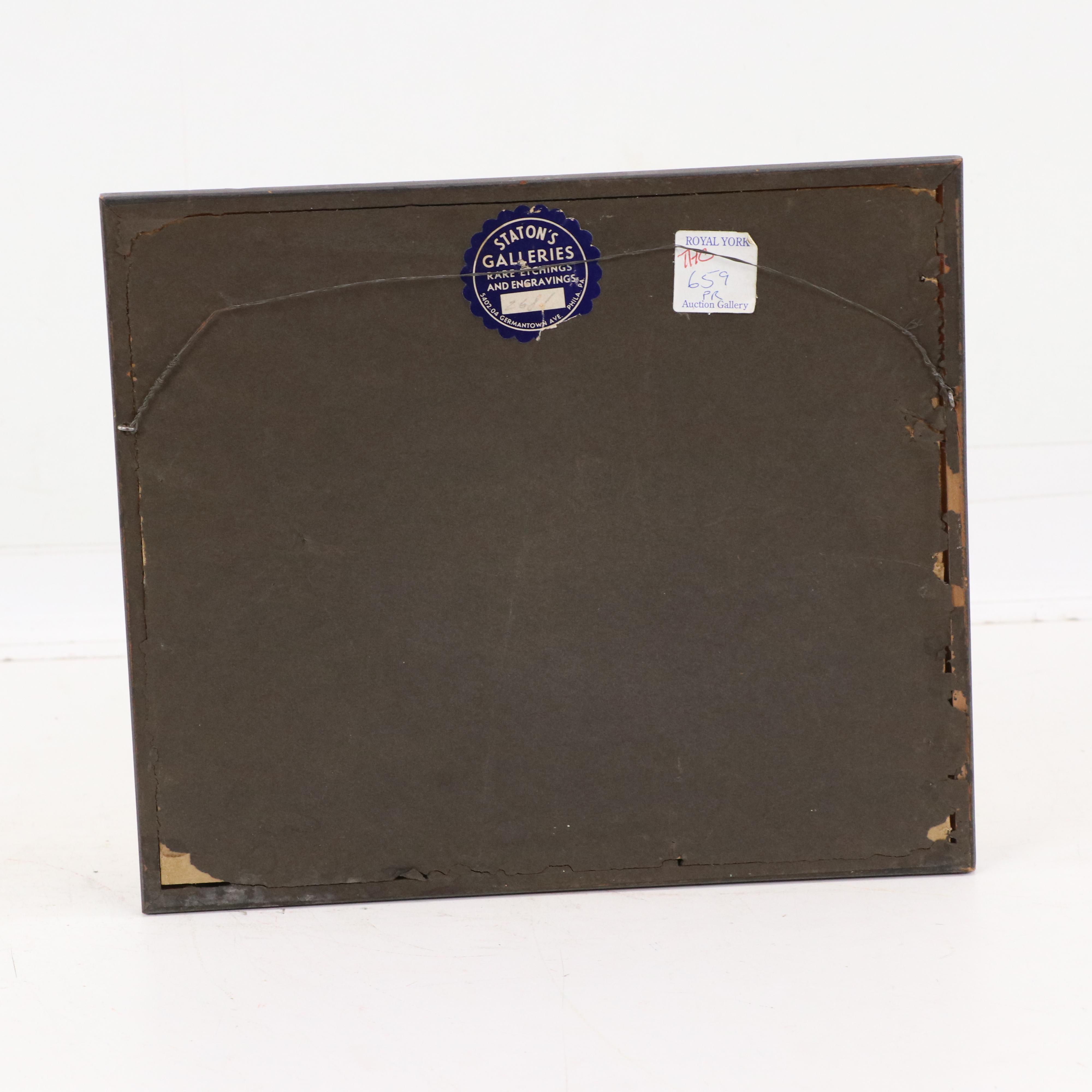 Hand-Colored Engraving of Girard's Bank, Philadelphia