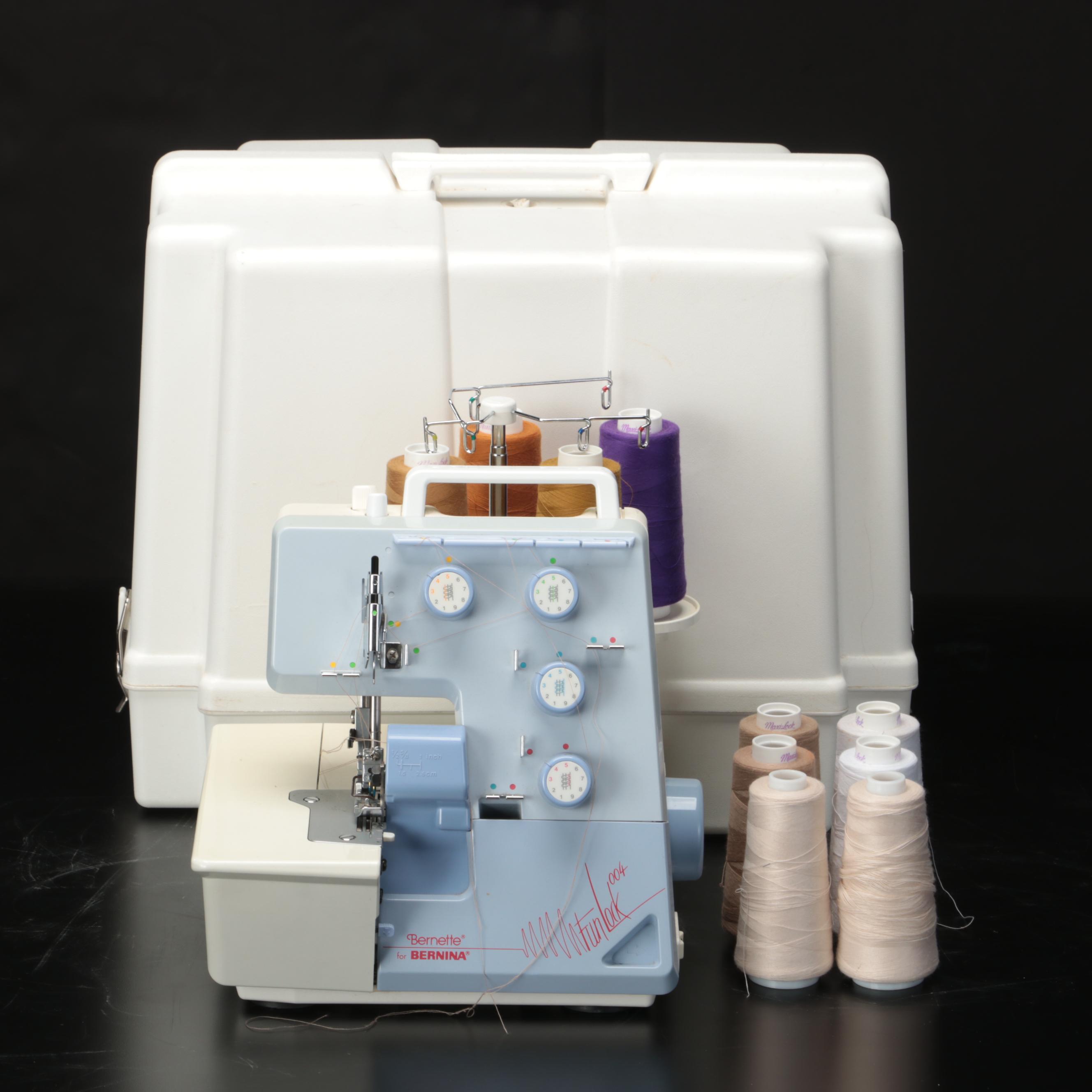 Bernette for Bernina Serger Machine With Case and Assorted Thread Cones