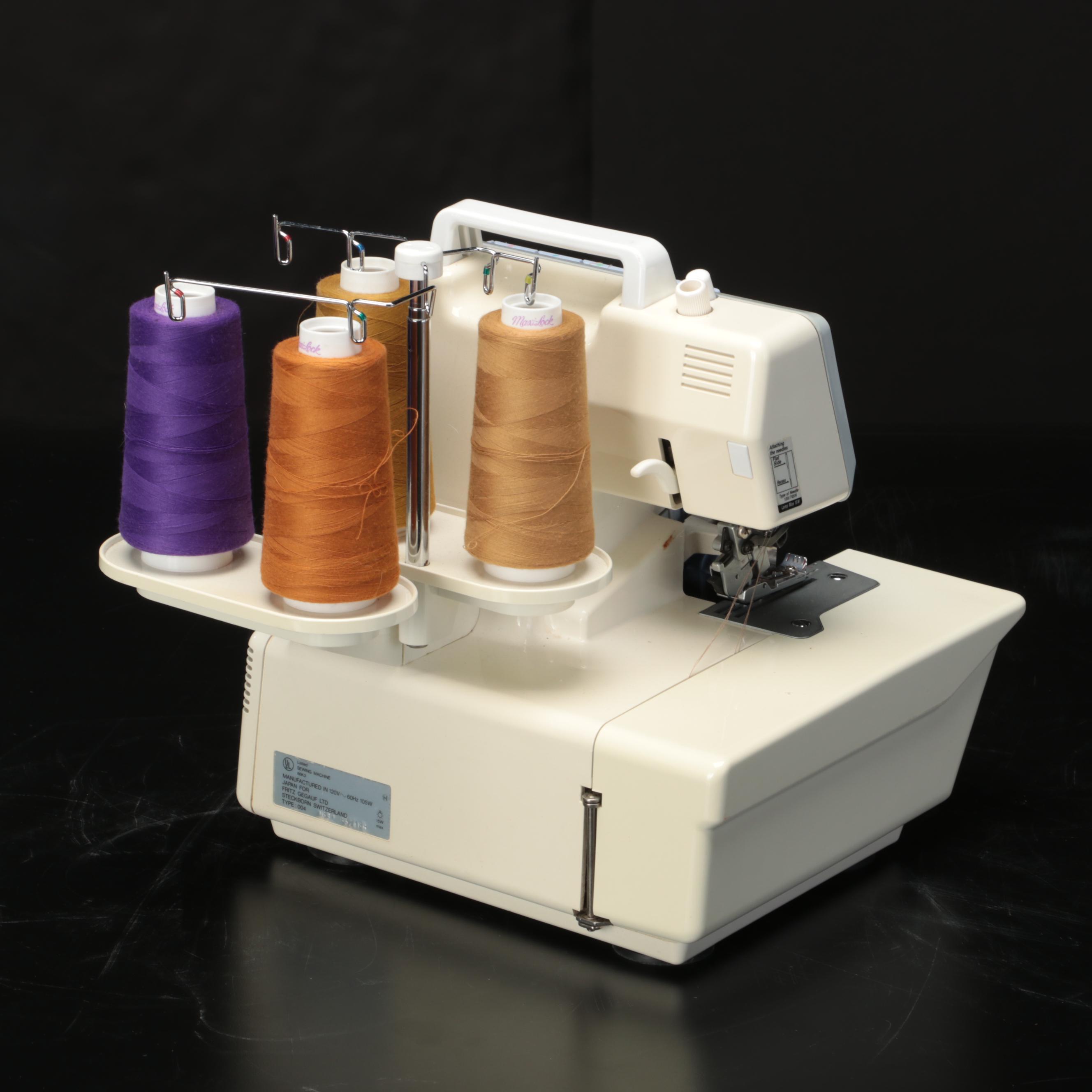 for Bernina Serger Machine With Case and Assorted Thread Cones EBTH