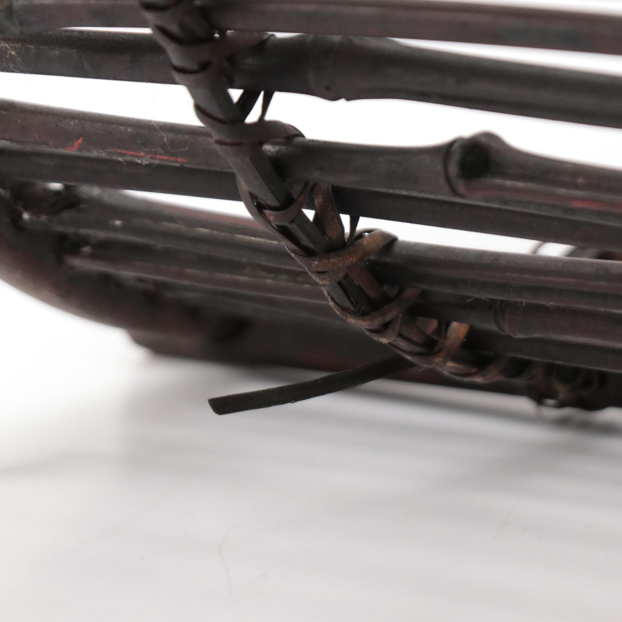 Bamboo and Reed Magazine Rack with Table Lamp