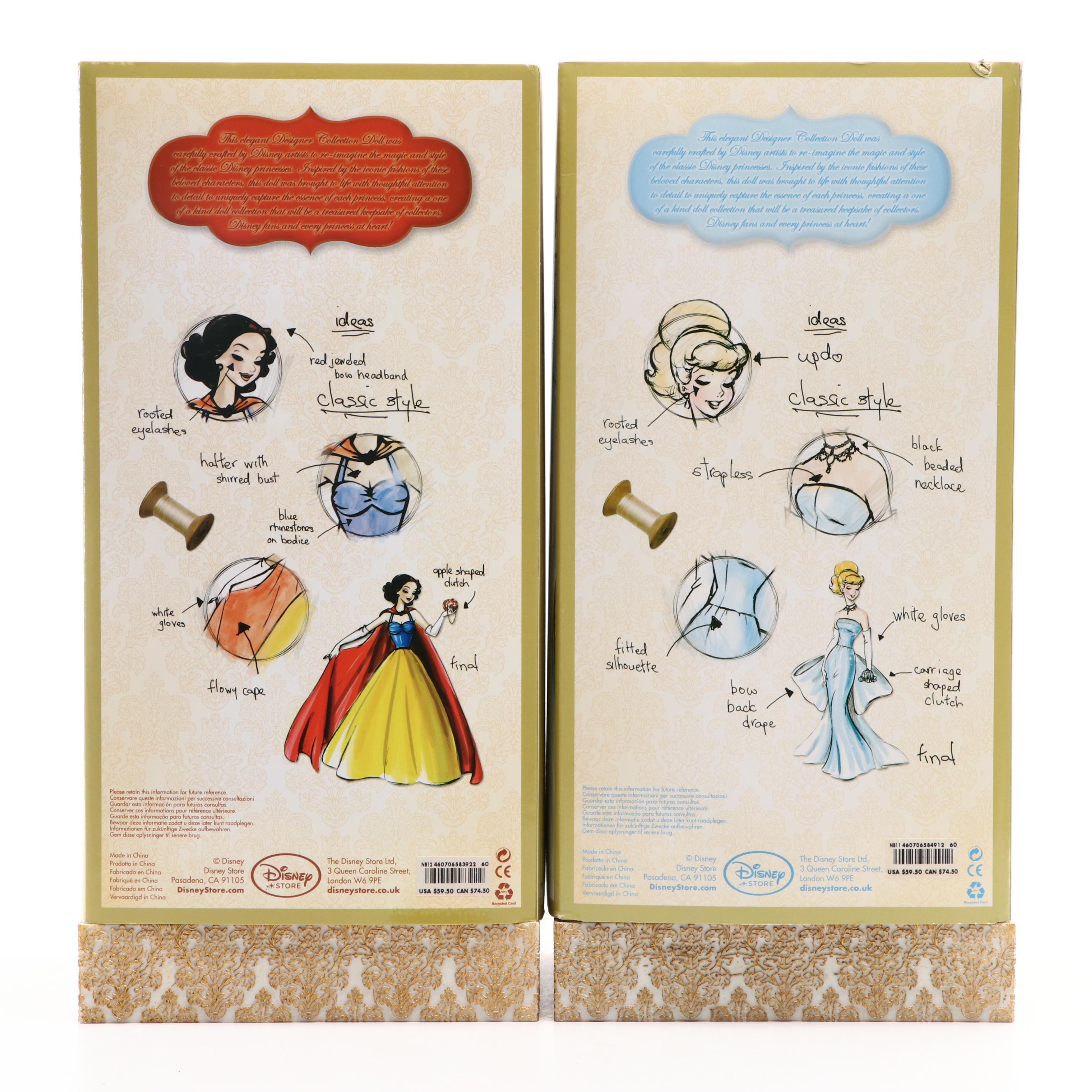 Disney Princess Designer Collection Cinderella and Snow White Dolls