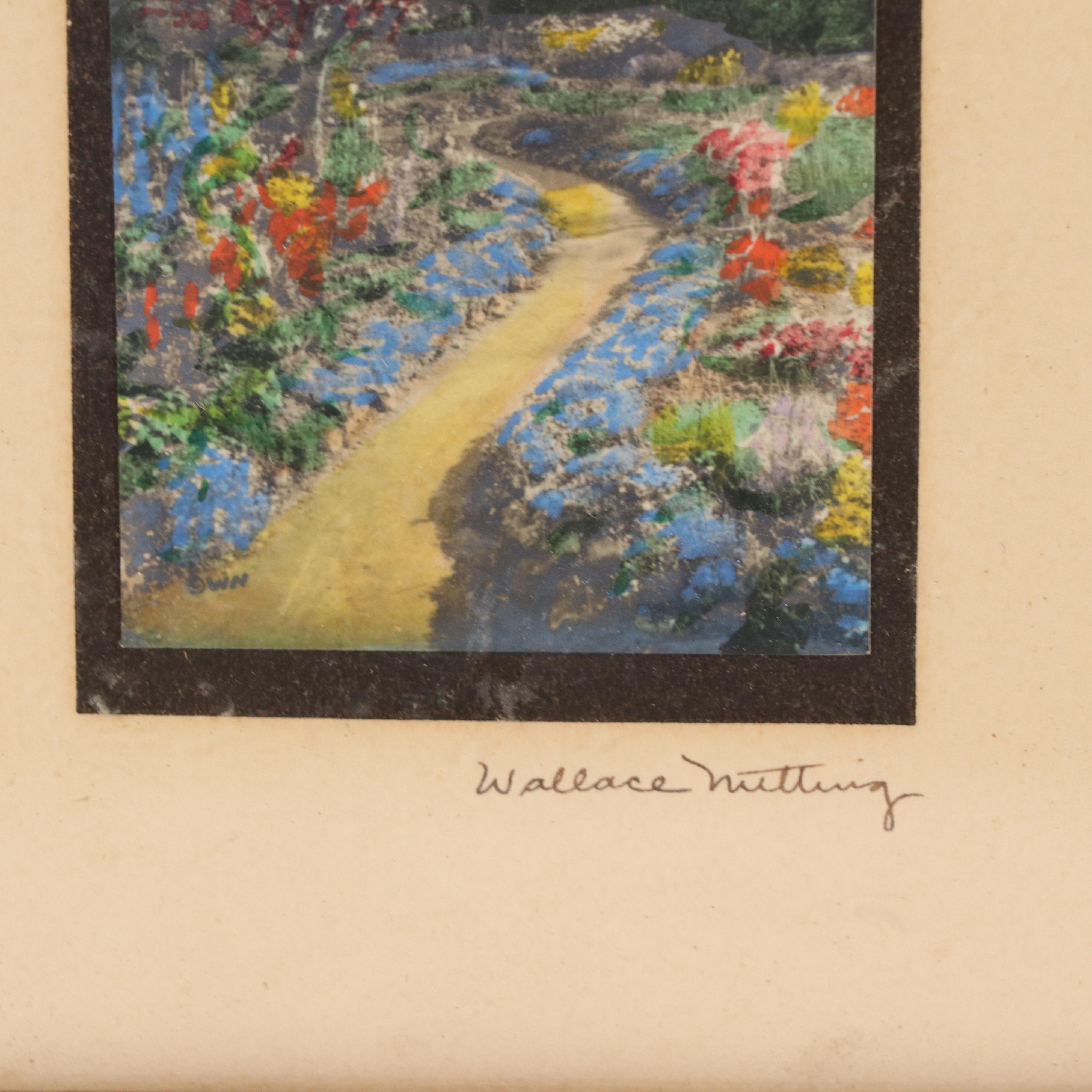 Miniature Hand-Colored Wallace Nutting Photograph of Cottage Garden