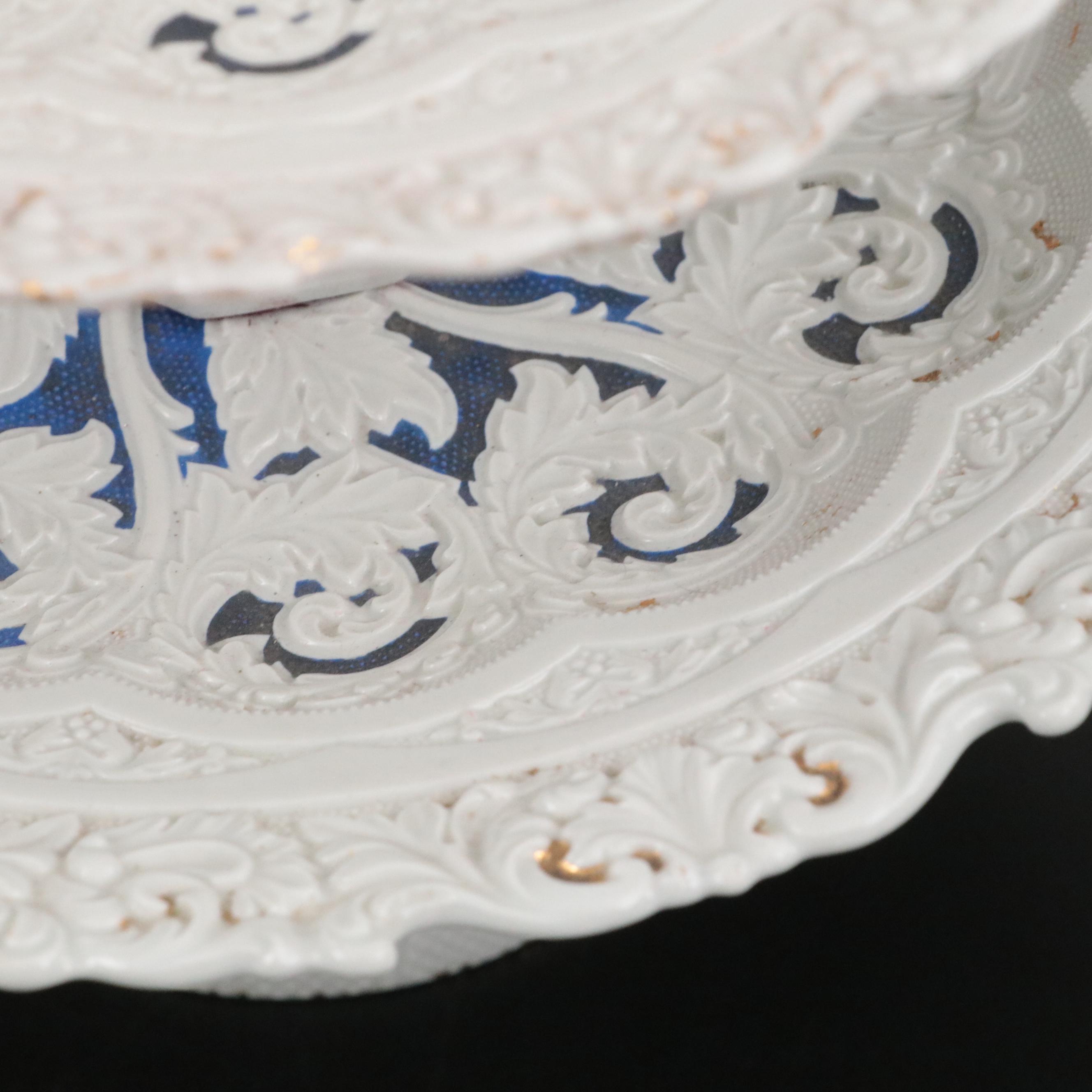 Dresden Style German Three-Tiered Porcelain Dessert Stand, Late 19th Century