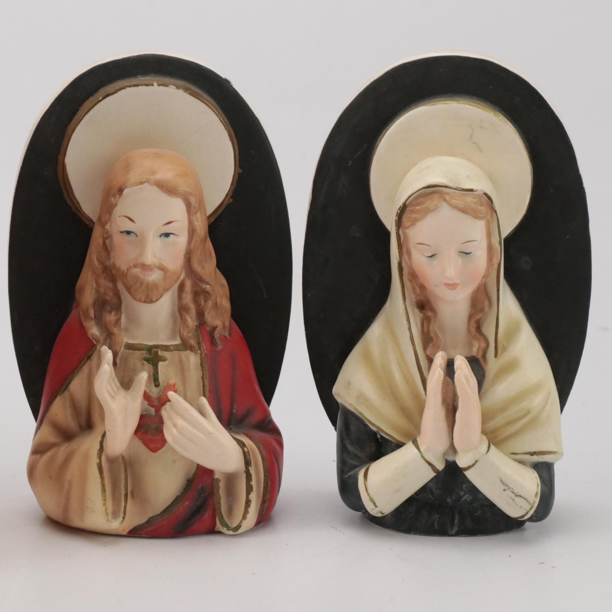 Wall Mounted Holy Water Fonts with Other Statues and Wall Plaques