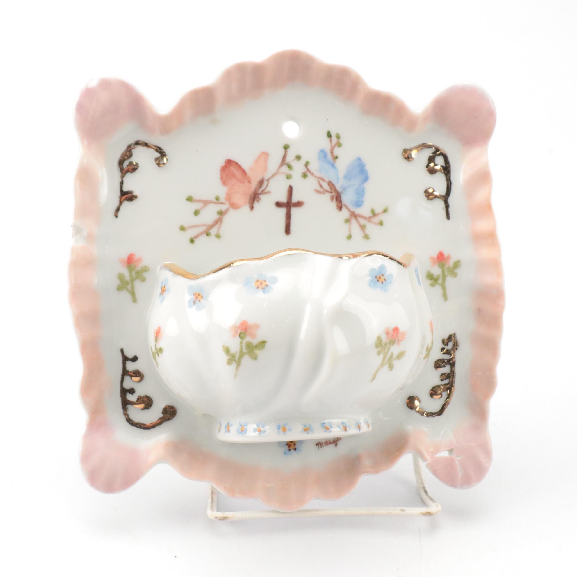 Wall Mounted Holy Water Fonts with Other Statues and Wall Plaques