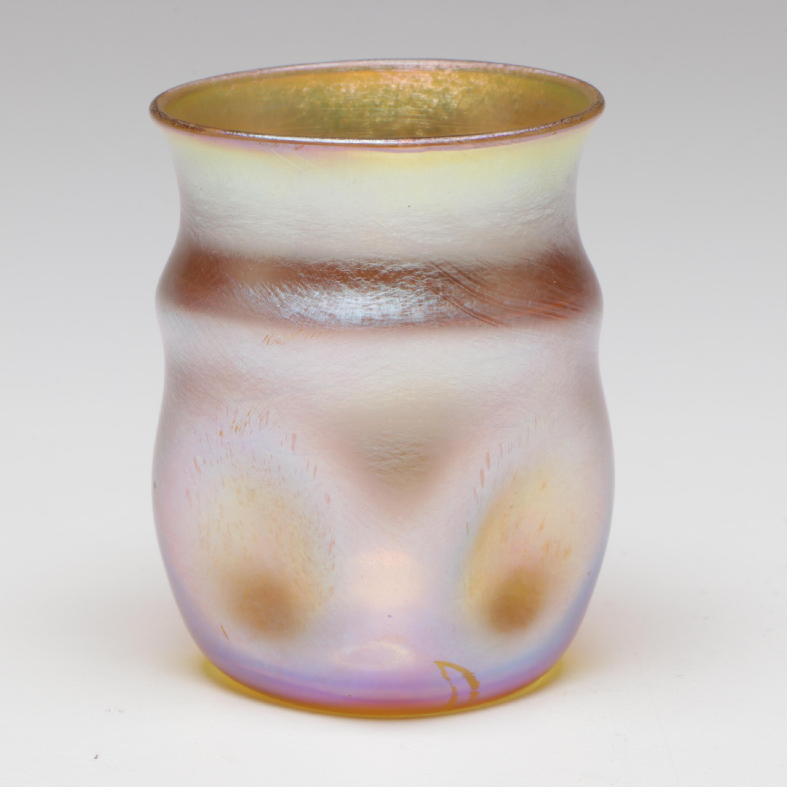 Louis Comfort Tiffany Favrile Glass Dimpled Cordial, Late 19th/Early 20th C.