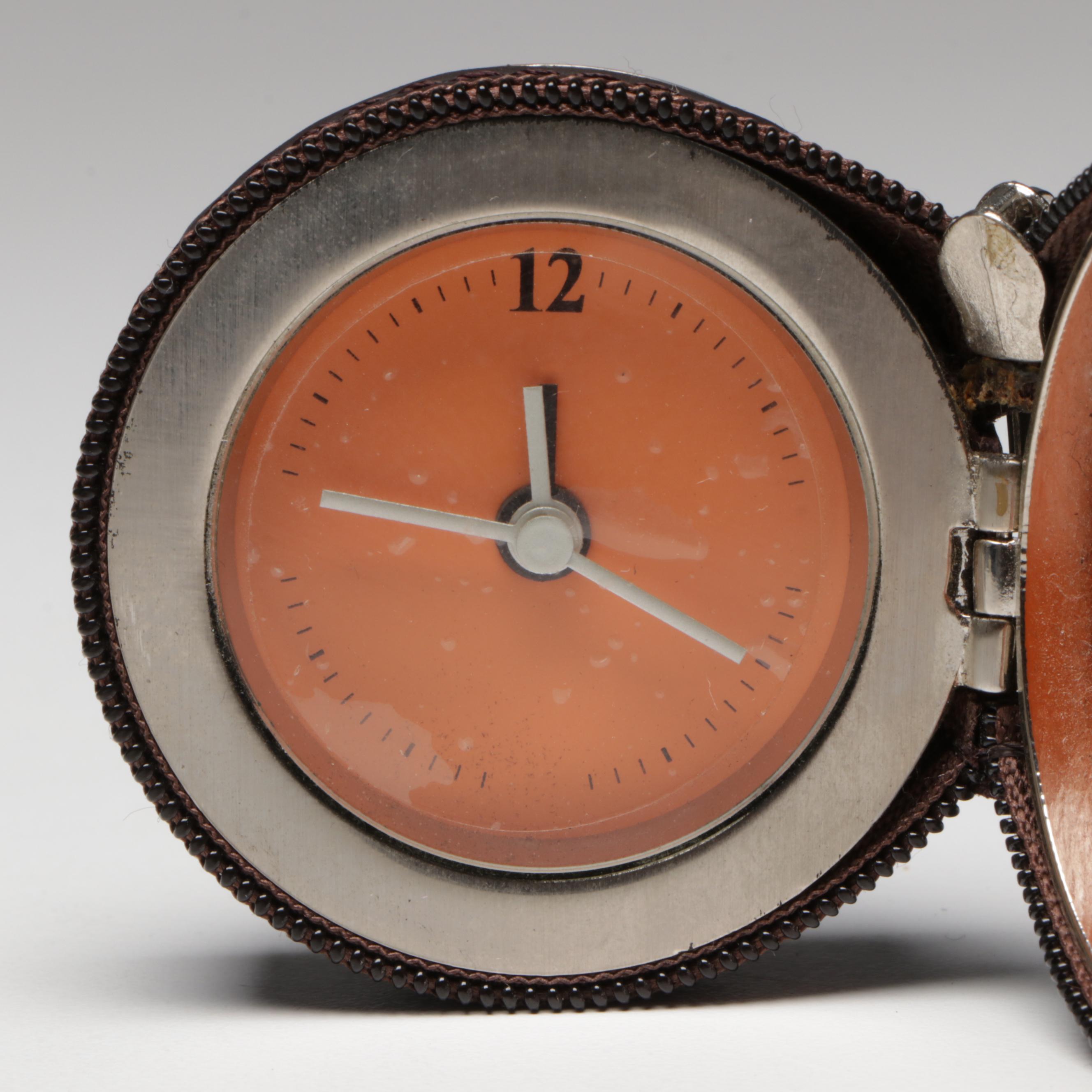 Three Hands Corp Fabric Jewelry Box with Philippi "Equipe" Metal Clock